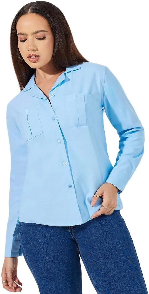 پیراهن زنانه استایلی دکمه دار یقه دار با تن خور آزاد