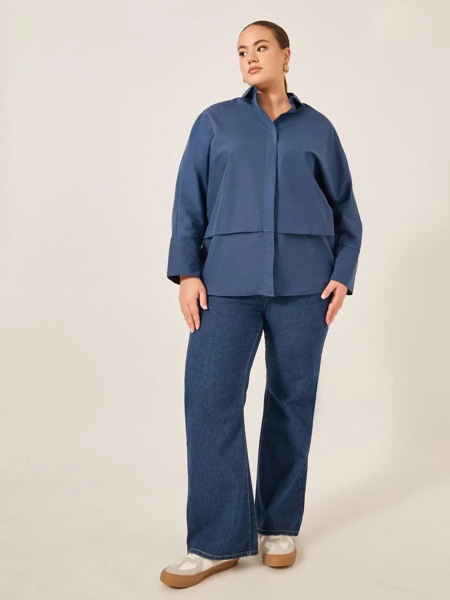 استایلی پیراهن زنانه سایز بزرگ آستین بلند ساده گشاد استایلی پیراهن زنانه سایز بزرگ آستین بلند ساده گشاد