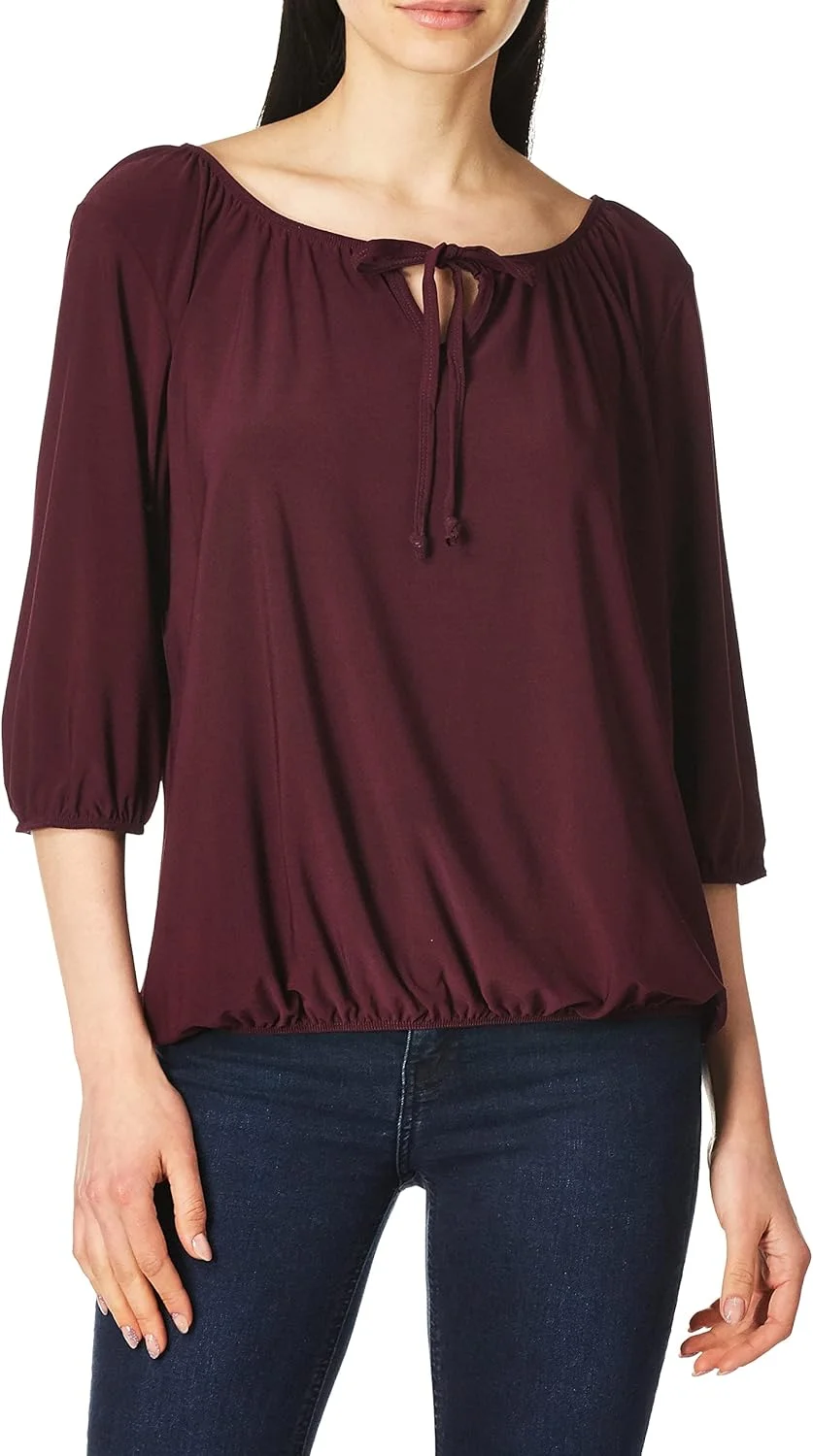 بلوز زنانه آستین سه ربع Star Vixen، یقه باز و بند دار، با کش در قسمت پایین