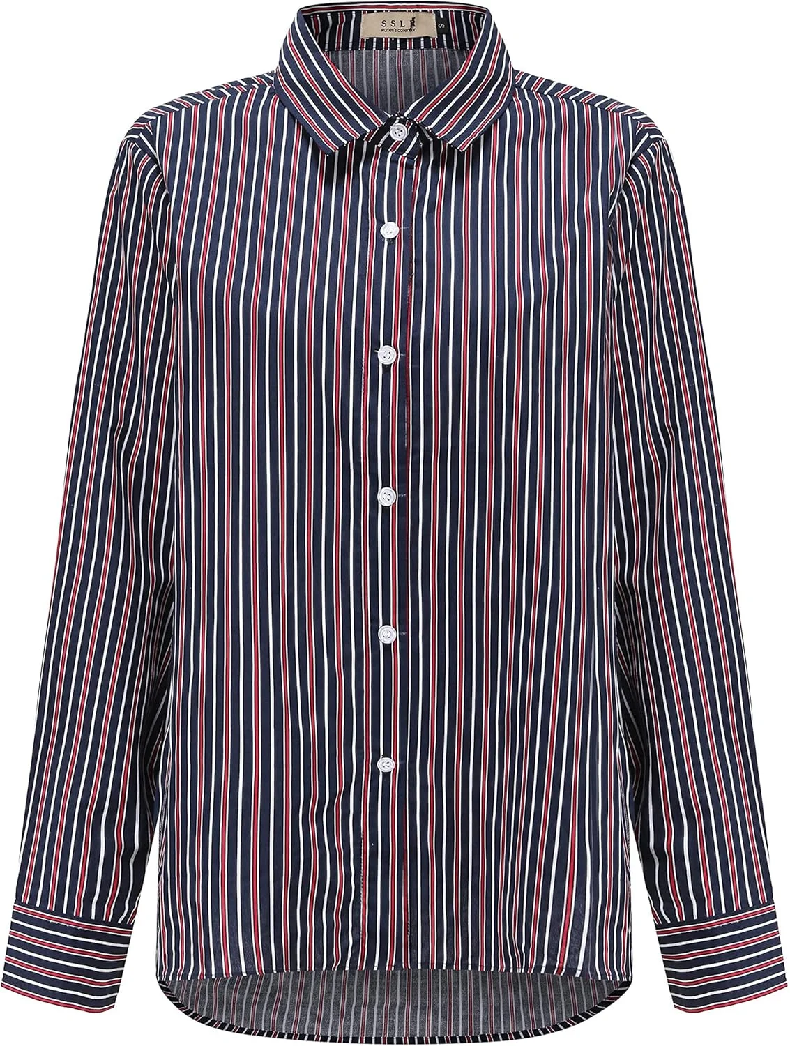 پیراهن دکمه دار بزرگ زنانه آستین بلند مدل High Low Causal