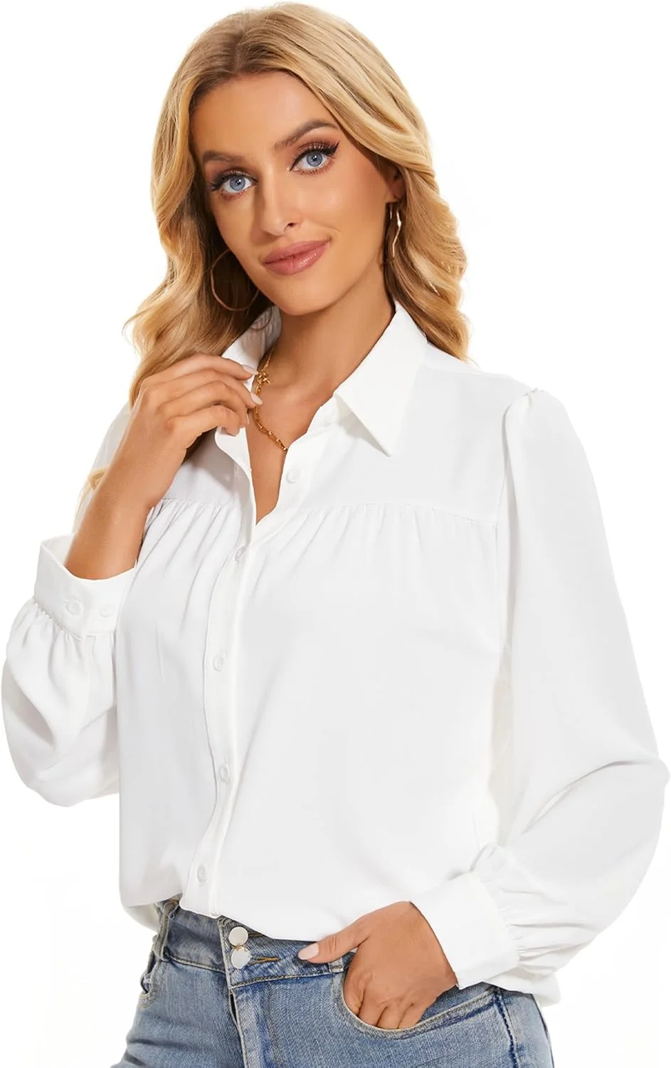 بلوز زنانه اسپرینگسیان، پیراهن زنانه یقه هفت مناسب کار، بلوز آستین بلند دکمه دار زنانه، مدل های غیر رسمی