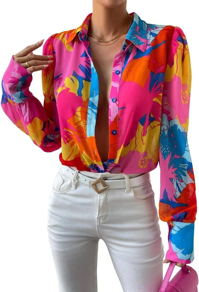 بلوز آستین بلند زنانه دکمه دار، مناسب برای استایل کژوال و محیط کار، مدل های بوهمی سال 2025