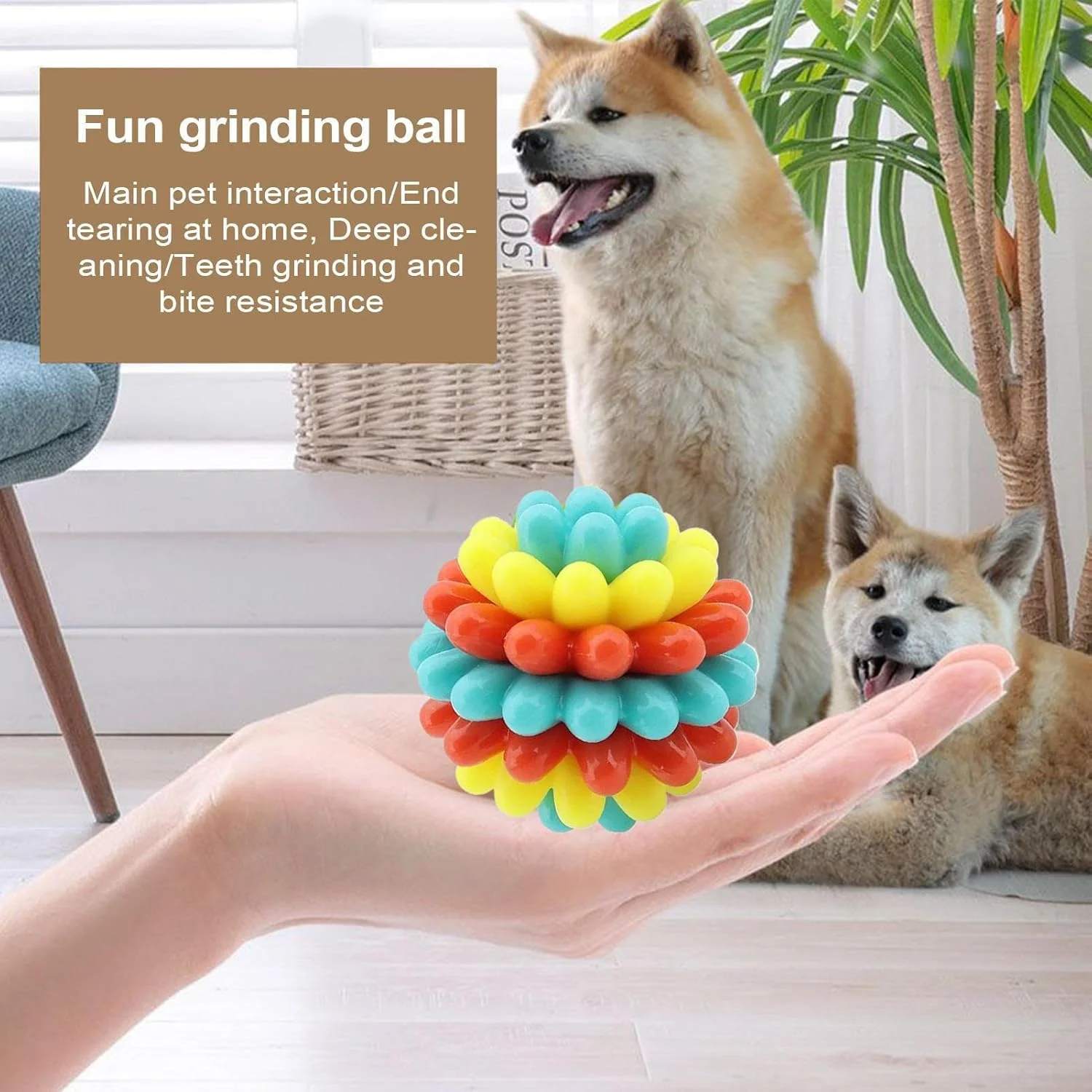 توپ های سگ برای جویدن تهاجمی | توپ های لاستیکی سگ بازی های تعاملی - لوازم حیوانات خانگی برای بازی های فچ برای نژادهای کوچک، متوسط و بزرگ، توله سگ، تمرینات حرکتی، غنی سازی، بازی در فضای داخلی و خارجی