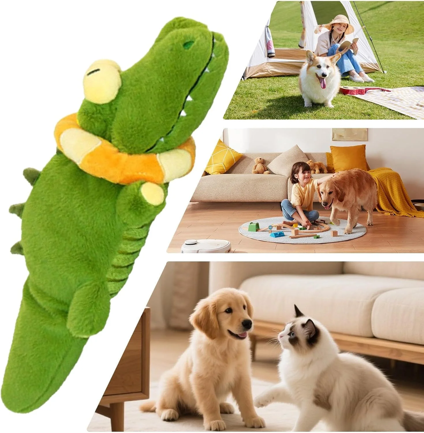 اسباب بازی اتوماتیک حیوانات خانگی | عروسک تعاملی تمیز کننده دندان با تکان دادن هوشمندانه دم برای توله سگ - اسباب بازی جویدنی برقی مقاوم در برابر گاز گرفتن برای سگ های کوچک و متوسط، بازی در فضای داخلی، خارجی، خانه و حیاط