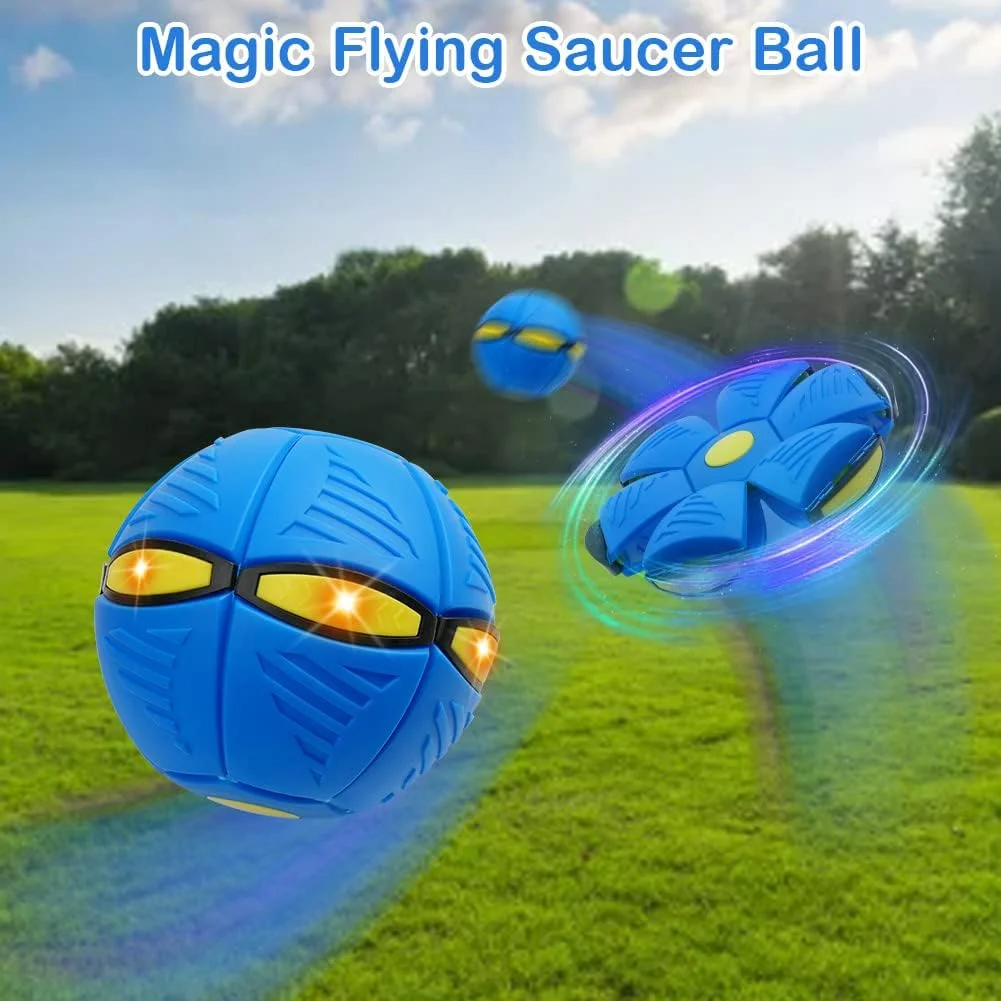 توپ بازی سگ Adiwo، توپ بشقاب پرنده درخشان برای سگ ها، توپ پرنده تعاملی، مناسب برای استفاده در فضای داخلی و خارجی - آبی