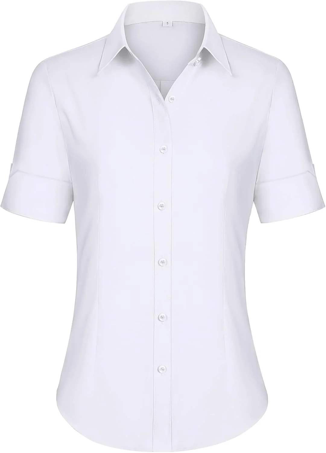 پیراهن دکمه دار آستین کوتاه زنانه siliteelon، بلوزهای دکمه دار نخی زنانه، تاپ بلوز اسلیم فیت آستین 3/4