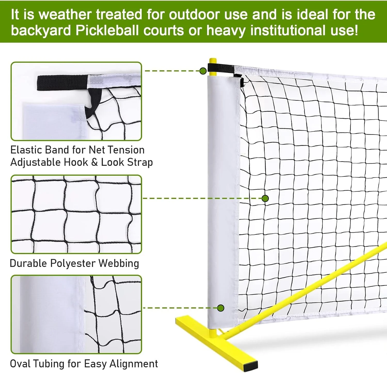 تور پیکلبال 6.7 متری، سایز رسمی مسابقات برای بازی در فضای داخلی و خارجی، بادوام و نصب آسان، ایده آل برای خانه، مدرسه یا ورزش های تفریحی