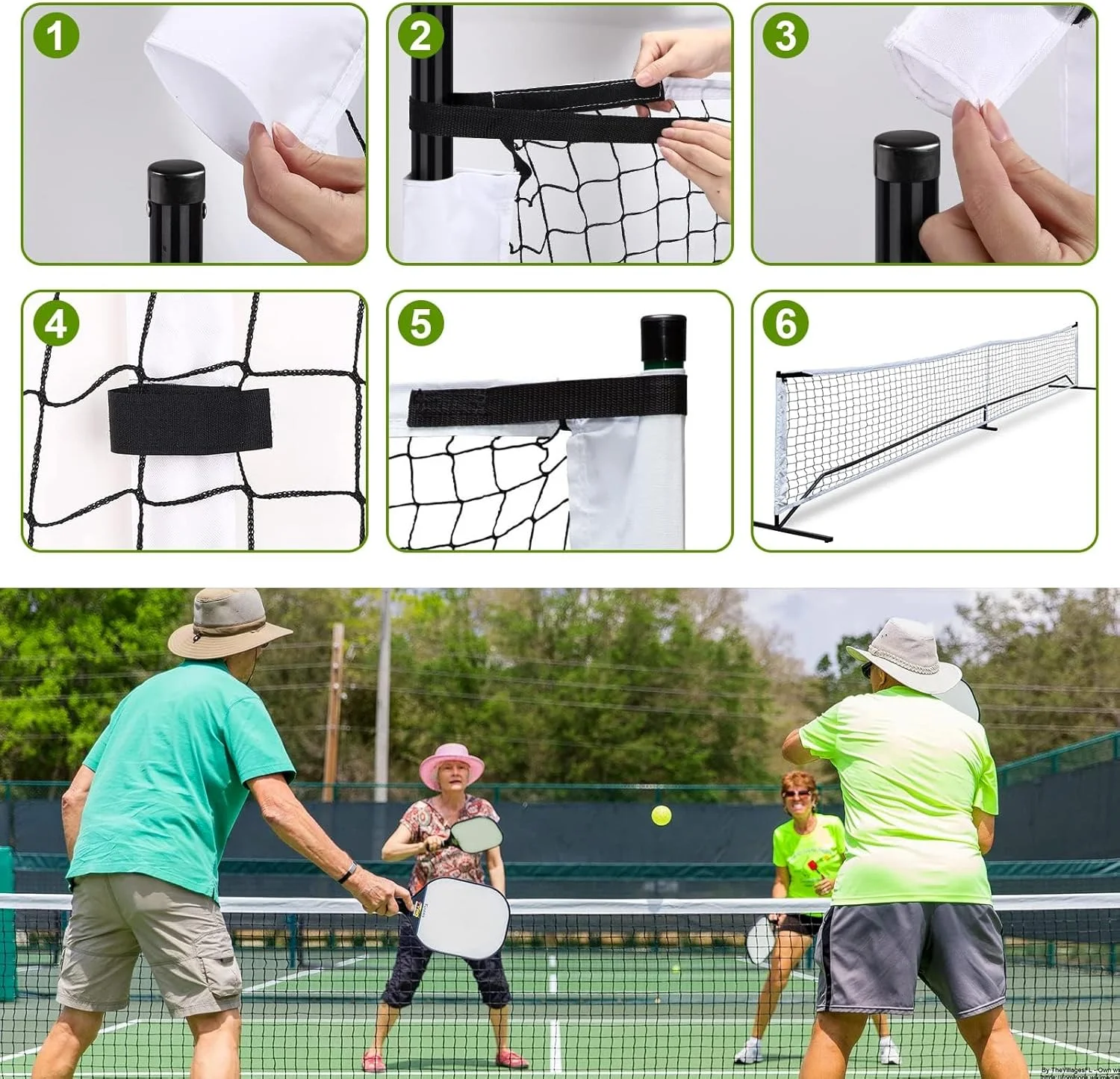 تور پیکلبال 6.7 متری، سایز رسمی مسابقات برای بازی در فضای داخلی و خارجی، بادوام و نصب آسان، ایده آل برای خانه، مدرسه یا ورزش های تفریحی