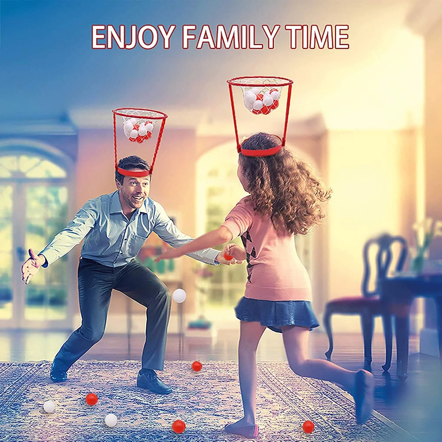 بسته 2 عددی بازی بسکتبال حلقه ای سر NICO SEE WONDER برای کودکان و بزرگسالان، بازی کارناوال، هدبند توری سبد قابل تنظیم با 20 توپ برای مهمانی کارناوال، جشن تولد، بازی خانوادگی در فضای داخلی و خارجی