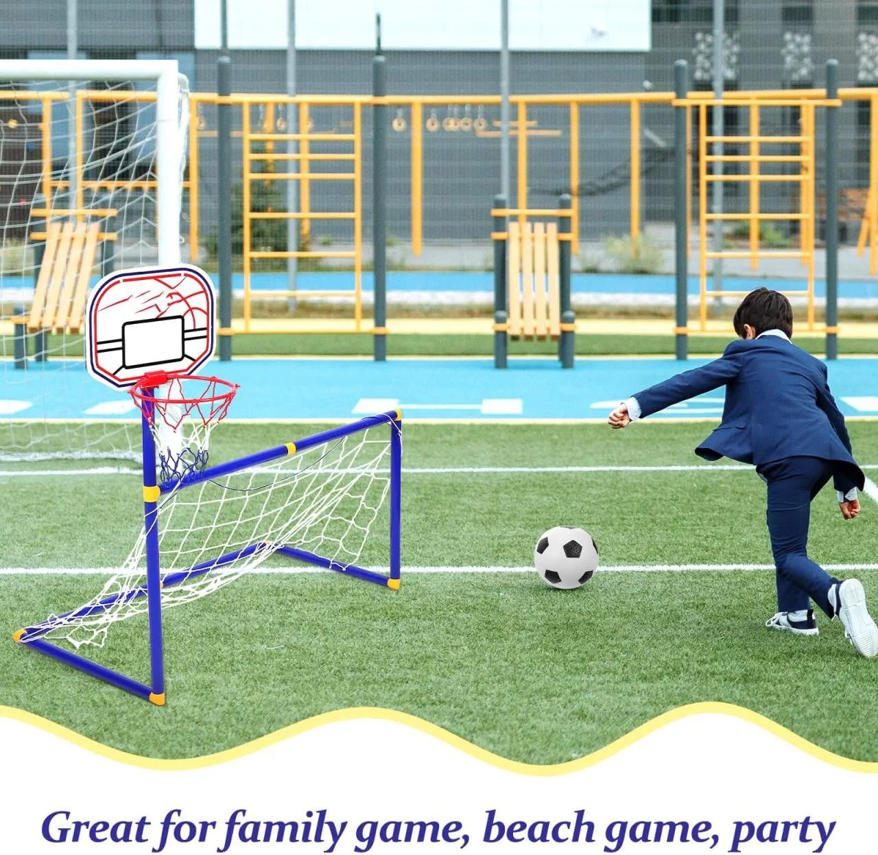 ست دروازه فوتبال و حلقه بسکتبال Milisten - تور فوتبال برای کودکان، توپ بسکتبال توخالی برای کودکان، سبد بسکتبال قابل حمل ست دروازه فوتبال و حلقه بسکتبال Milisten - تور فوتبال برای کودکان، توپ بسکتبال توخالی برای کودکان، سبد بسکتبال قابل حمل