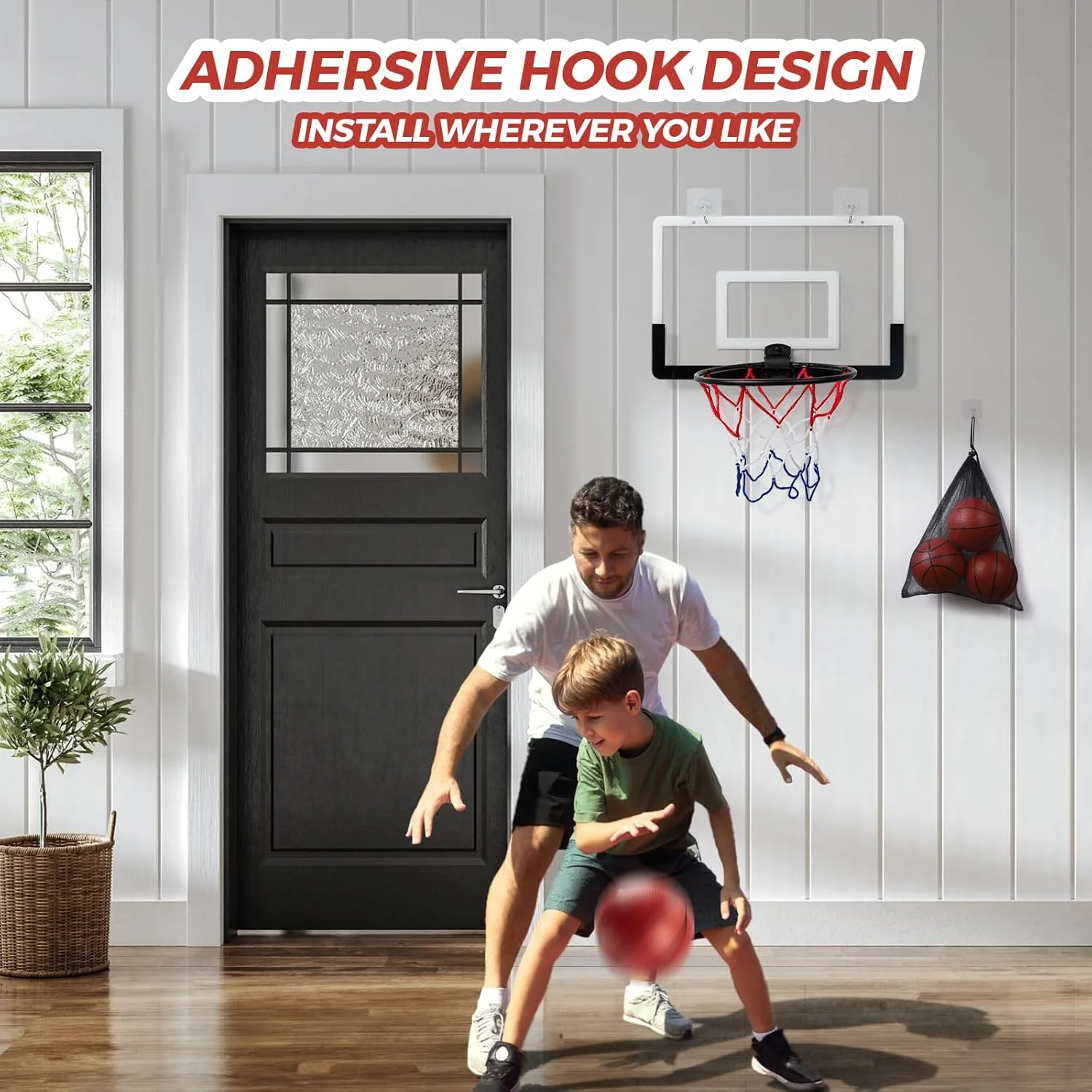 ست حلقه بسکتبال کوچک برای کودکان - ست کامل با تخته، 4 توپ، پمپ، پدهای فومی و قلاب - نصب چند منظوره روی دیوار و در برای استفاده در داخل و خارج از خانه، هدیه ای برای کودکان و بزرگسالان ست حلقه بسکتبال کوچک برای کودکان - ست کامل با تخته، 4 توپ، پمپ، پدهای فومی و قلاب - نصب چند منظوره روی دیوار و در برای استفاده در داخل و خارج از خانه، هدیه ای برای کودکان و بزرگسالان