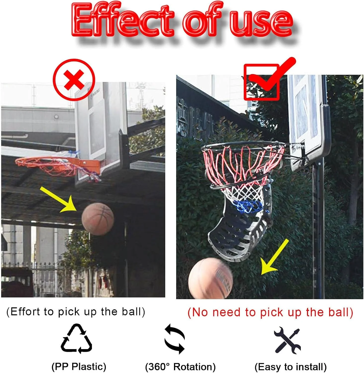 سیستم بازگشت توپ تمرین پرتاب آزاد با تحمل بار قوی، ست تور بازگشت توپ، دستگاه ریباندر تیراندازی جهانی، لوازم جانبی حلقه بسکتبال (اندازه: 1 عدد)