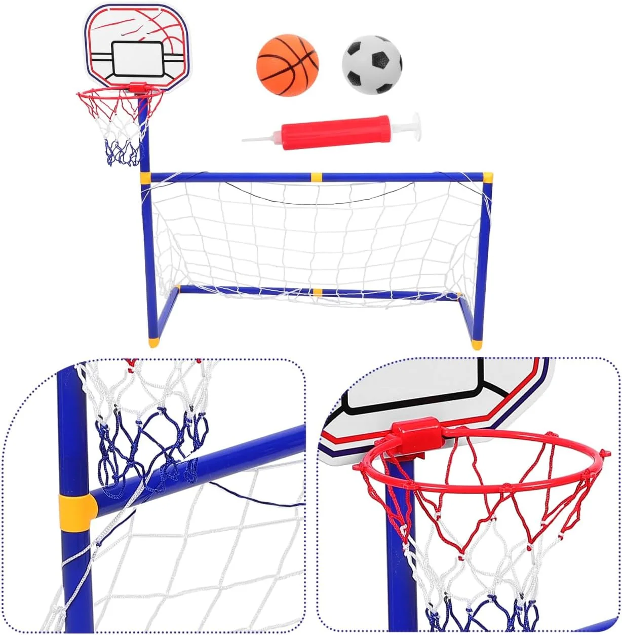 ست دروازه فوتبال و حلقه بسکتبال Milisten - تور فوتبال برای کودکان، توپ بسکتبال توخالی برای کودکان، سبد بسکتبال قابل حمل ست دروازه فوتبال و حلقه بسکتبال Milisten - تور فوتبال برای کودکان، توپ بسکتبال توخالی برای کودکان، سبد بسکتبال قابل حمل