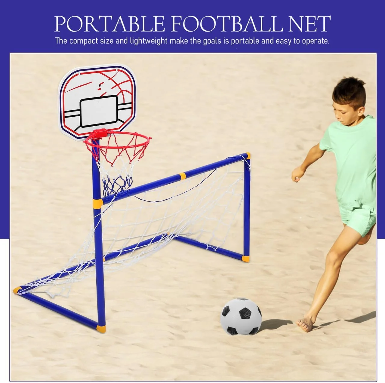 ست دروازه فوتبال و حلقه بسکتبال Milisten - تور فوتبال برای کودکان، توپ بسکتبال توخالی برای کودکان، سبد بسکتبال قابل حمل ست دروازه فوتبال و حلقه بسکتبال Milisten - تور فوتبال برای کودکان، توپ بسکتبال توخالی برای کودکان، سبد بسکتبال قابل حمل