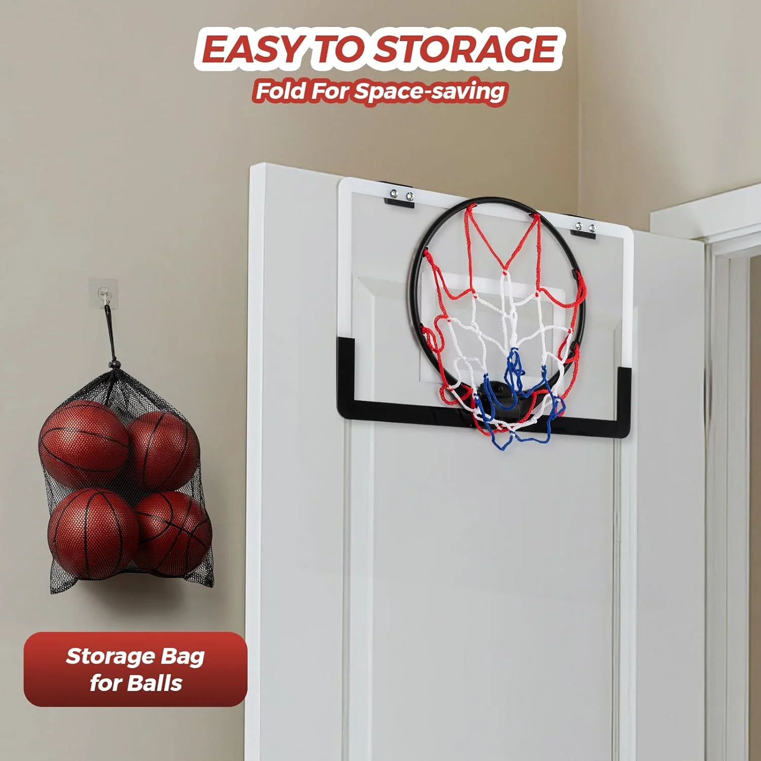 ست حلقه بسکتبال کوچک برای کودکان - ست کامل با تخته، 4 توپ، پمپ، پدهای فومی و قلاب - نصب چند منظوره روی دیوار و در برای استفاده در داخل و خارج از خانه، هدیه ای برای کودکان و بزرگسالان ست حلقه بسکتبال کوچک برای کودکان - ست کامل با تخته، 4 توپ، پمپ، پدهای فومی و قلاب - نصب چند منظوره روی دیوار و در برای استفاده در داخل و خارج از خانه، هدیه ای برای کودکان و بزرگسالان