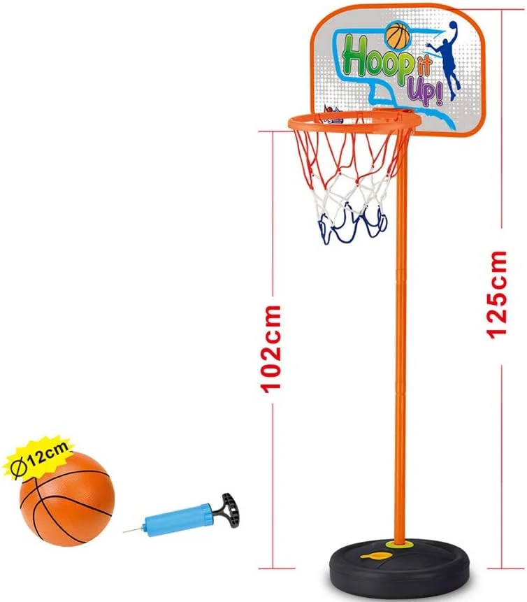 ست بسکتبال کودکانه قابل تنظیم KUANDARMX، پایه بسکتبال قابل حمل با تور و توپ، ست بازی ورزشی داخل و خارج از خانه، هدیه