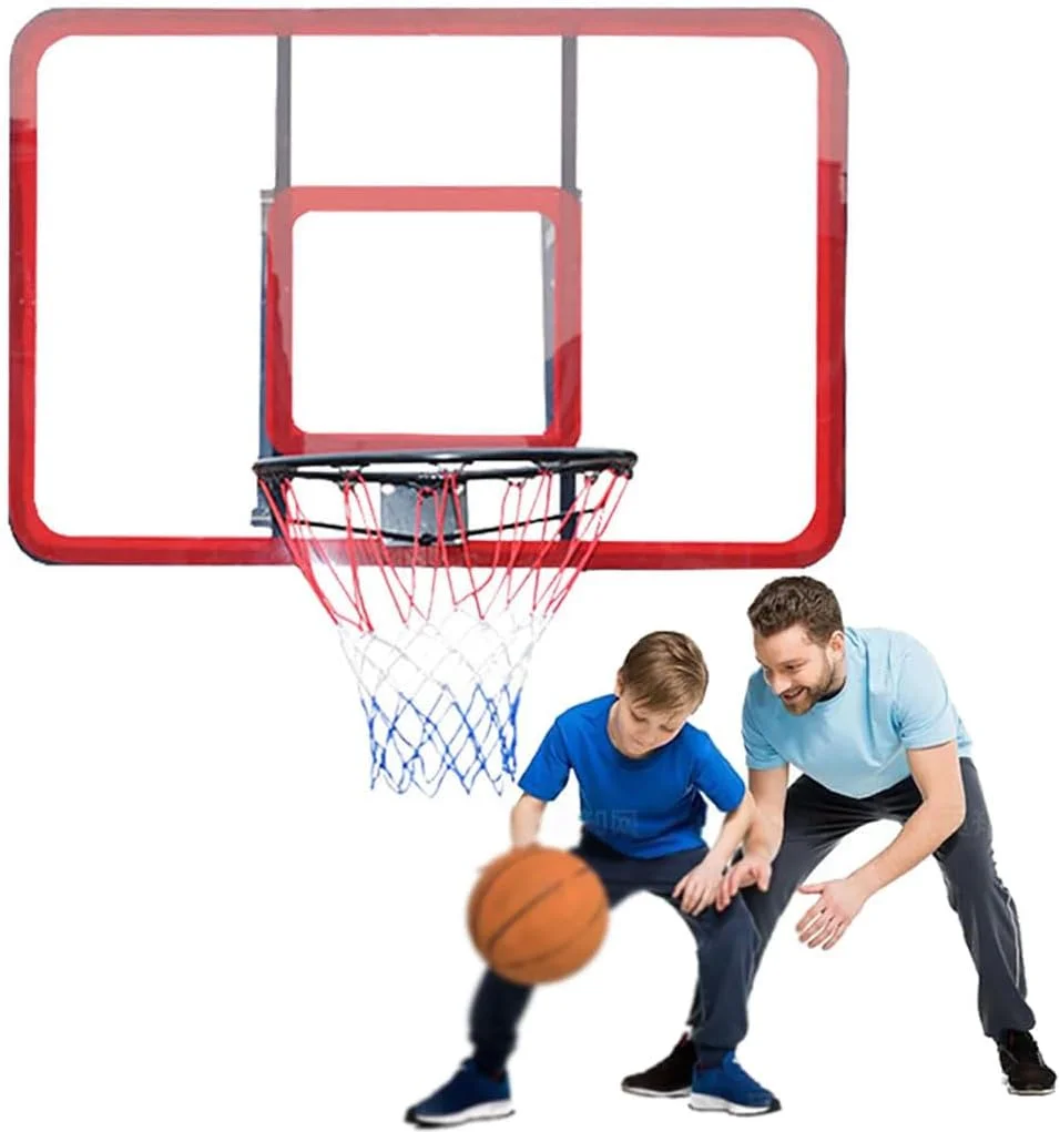حلقه بسکتبال دیواری KUOYTT، ست ترکیبی حلقه بسکتبال با تخته پشتی نشکن 120x80 سانتی‌متری، براکت و تور مناسب تمام شرایط آب و هوایی برای استفاده در داخل و خارج از خانه