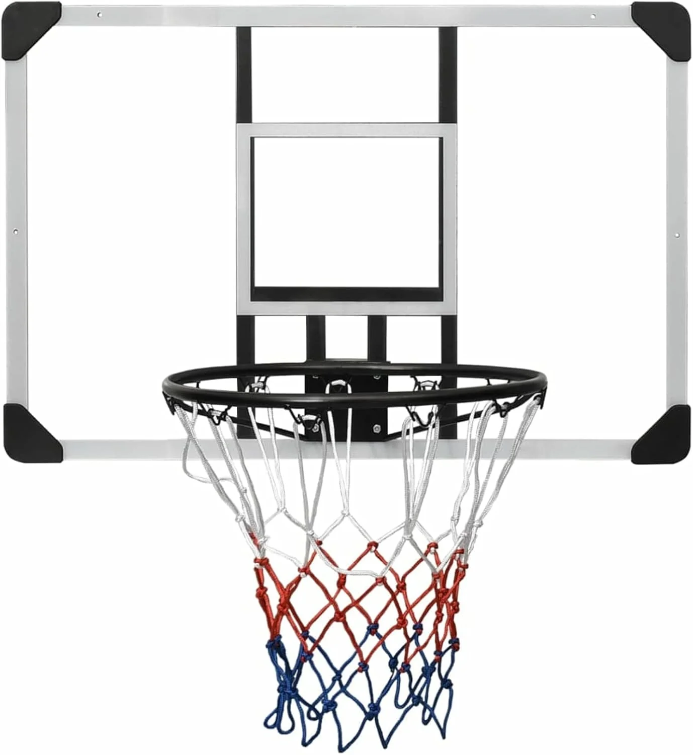 حلقه بسکتبال KUOYTT با تخته پشتی بزرگ و تور برای استفاده در فضای باز شامل پایه دیواری و کیت نصب، تخته پشتی بسکتبال شفاف 90 x 60 x 2.5 سانتی متر پلی کربنات