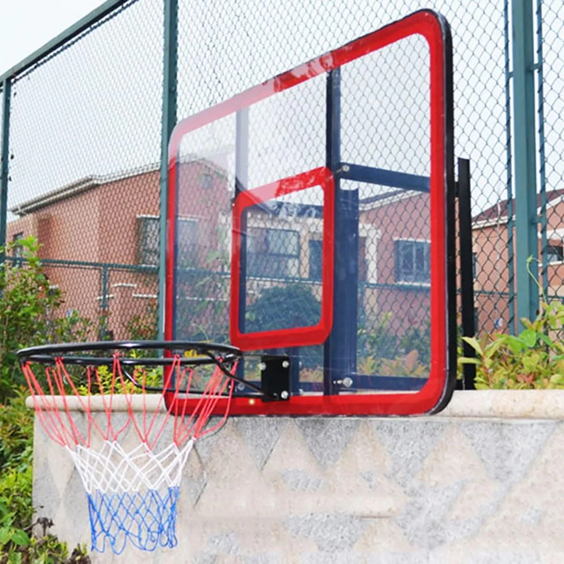 حلقه بسکتبال دیواری KUOYTT، ست ترکیبی حلقه بسکتبال با تخته پشتی نشکن 120x80 سانتی‌متری، براکت و تور مناسب تمام شرایط آب و هوایی برای استفاده در داخل و خارج از خانه