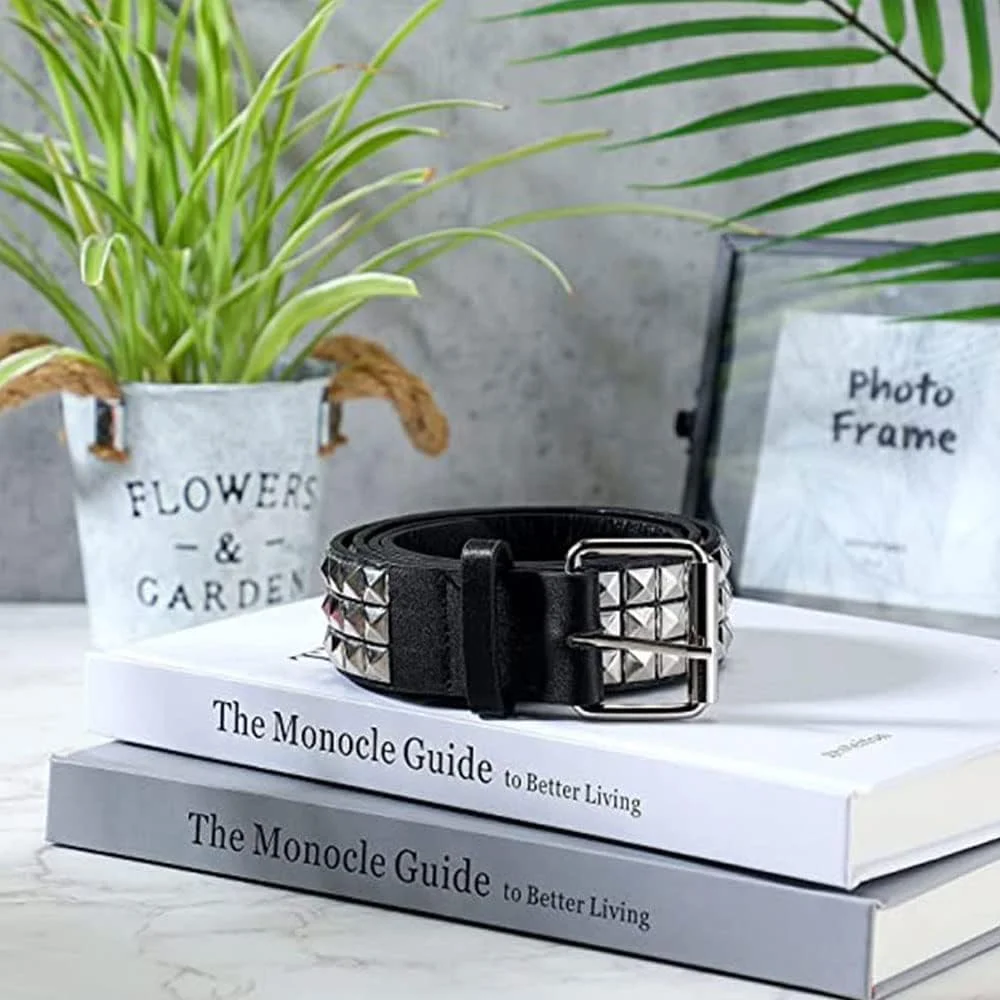 کمربند میخ دار TERRIFI، کمربند فلزی پانک راک پرچ دار با مهره های مربعی و پرچ های هرمی براق برای زنان و مردان کمربند میخ دار TERRIFI، کمربند فلزی پانک راک پرچ دار با مهره های مربعی و پرچ های هرمی براق برای زنان و مردان