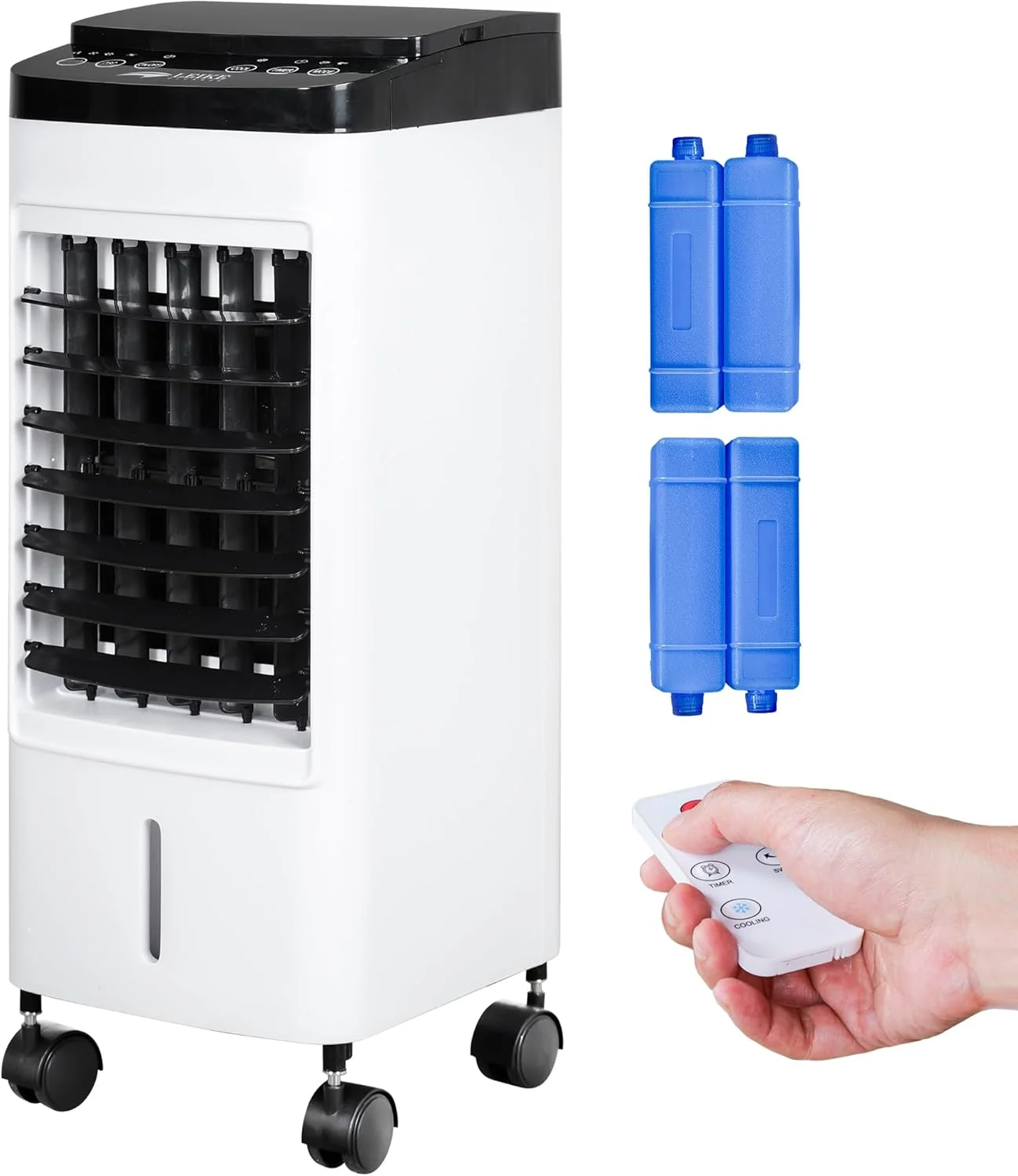 کولر گازی قابل حمل، کولر تبخیری 3 در 1، 4 حالت/3 سرعت، تایمر، نمایشگر LED، کنترل از راه دور، کولر گازی بدون پنجره، واحد AC قابل حمل با 4 چرخ - توسط کولر گازی قابل حمل