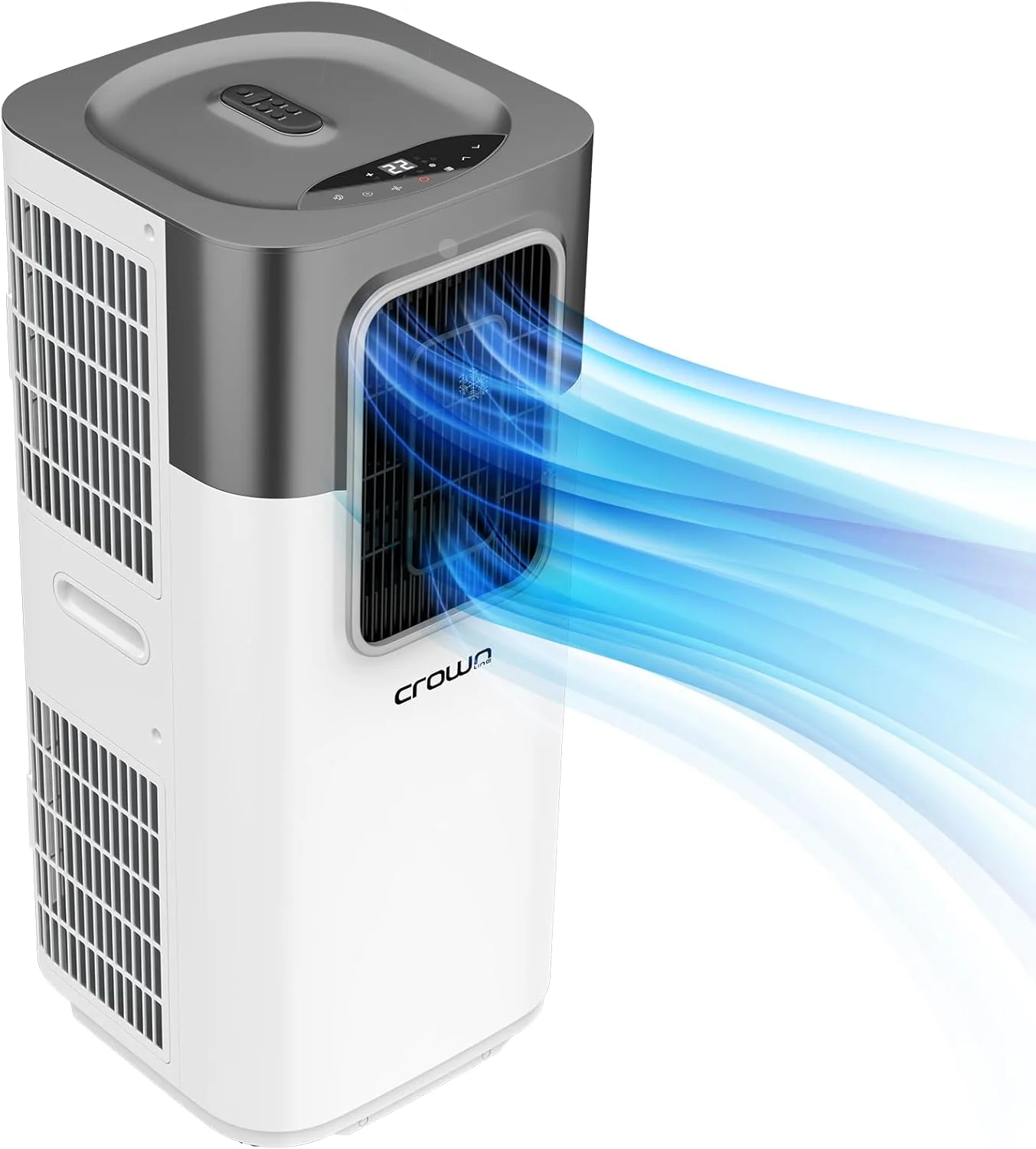 کولر گازی پرتابل 1 تنی Crownline، 12000 BTU، سرمایش 4 در 1، رطوبت گیر، فن، حالت خودکار، 3 سرعت فن، صفحه لمسی، کنترل از راه دور، تایمر 4 ساعته، 18-32 درجه سانتیگراد، جریان هوا 410 متر مکعب در ساعت | PAC-405