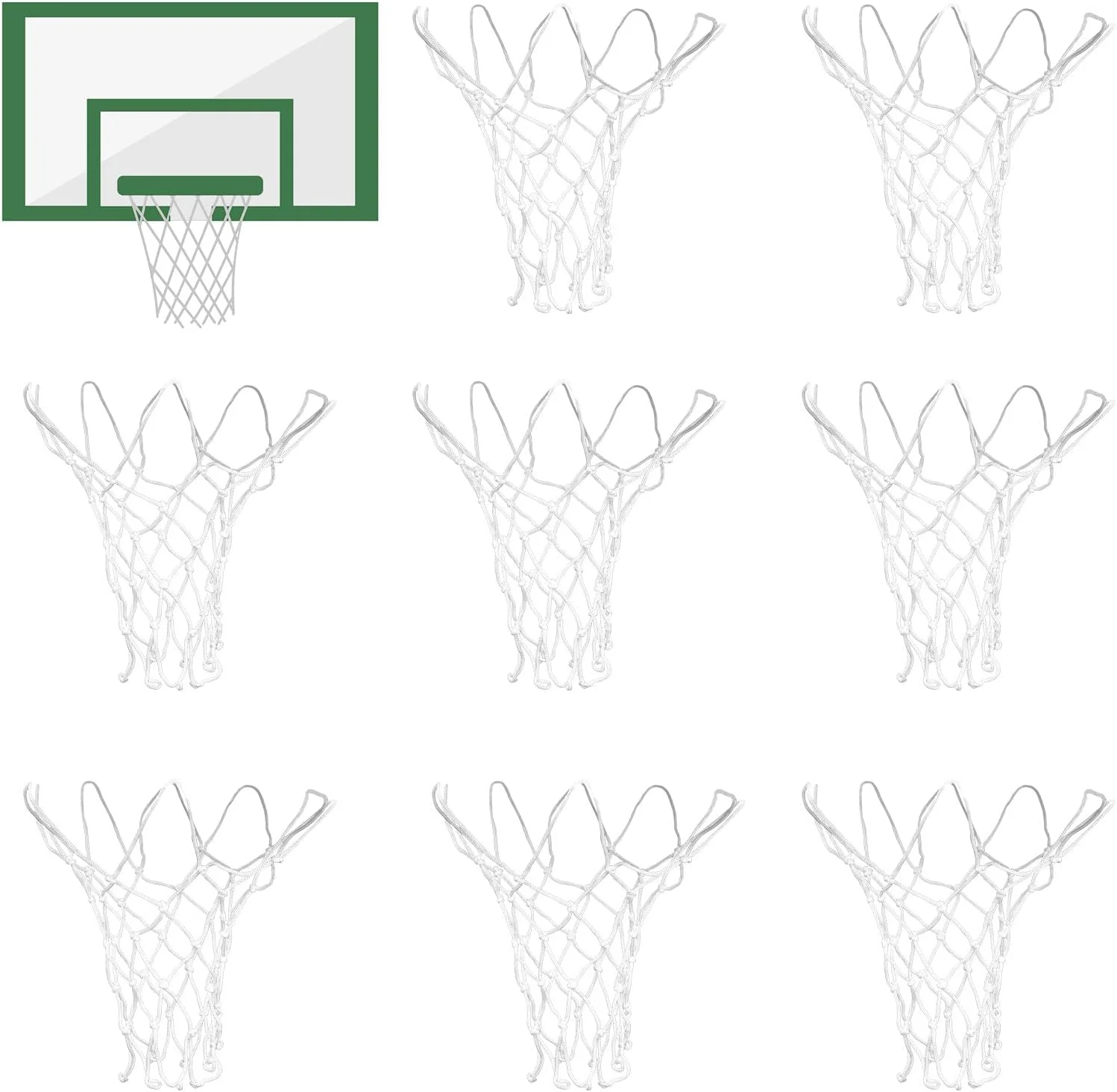 کالیون، 8 عدد تور بسکتبال کوچک، تورهای بسکتبال بادوام جایگزین با 8 حلقه، تور کوچک بسکتبال برای اتاق، داخل خانه، بیرون از خانه، درب، دیوار، مناسب برای حلقه های 8 تا 10.25 اینچ