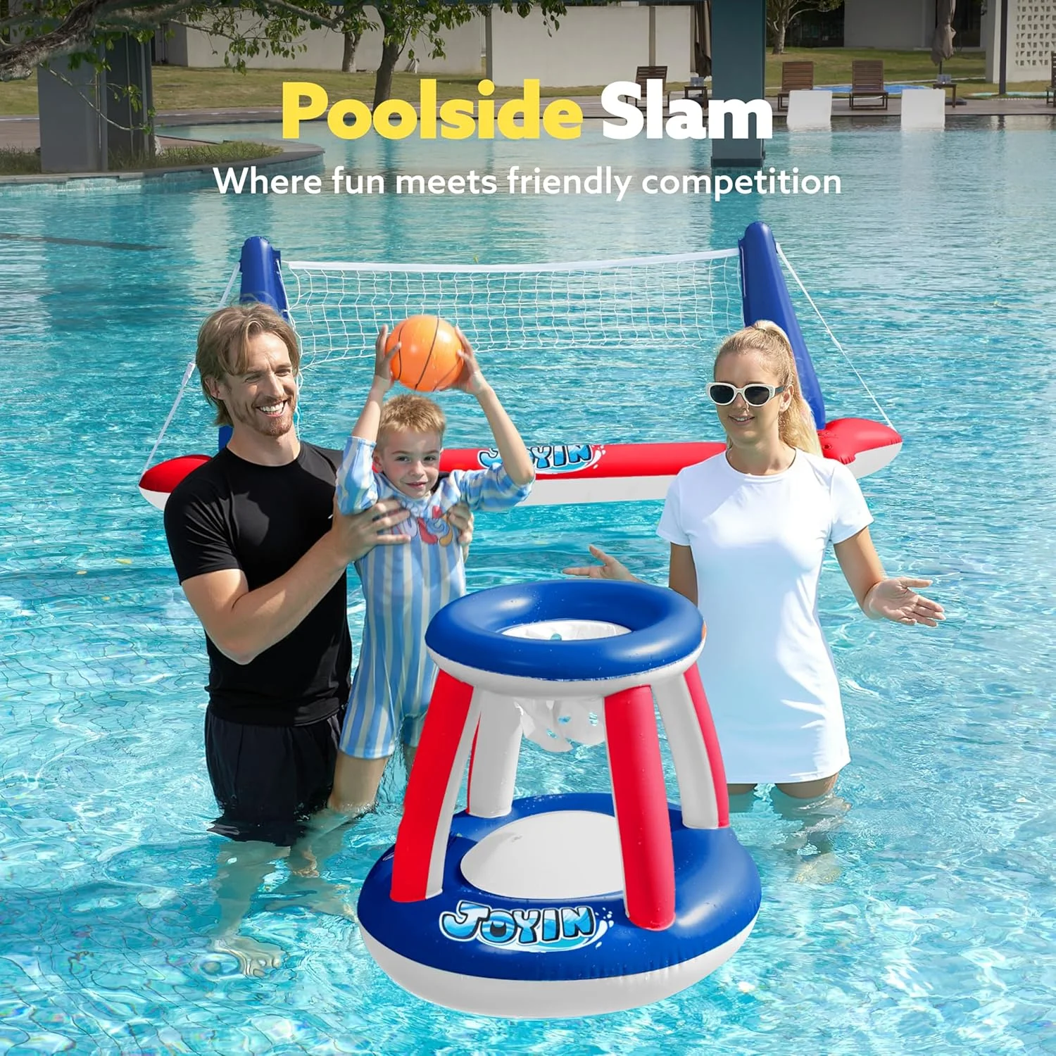 مجموعه شناور بادی استخر اسلوش جویین، تور والیبال و حلقه های بسکتبال، شامل توپ برای بازی شنا کودکان و بزرگسالان، اسباب بازی شناور تابستانی، زمین والیبال | بسکتبال، قرمز مجموعه شناور بادی استخر اسلوش جویین، تور والیبال و حلقه های بسکتبال، شامل توپ برای بازی شنا کودکان و بزرگسالان، اسباب بازی شناور تابستانی، زمین والیبال | بسکتبال، قرمز