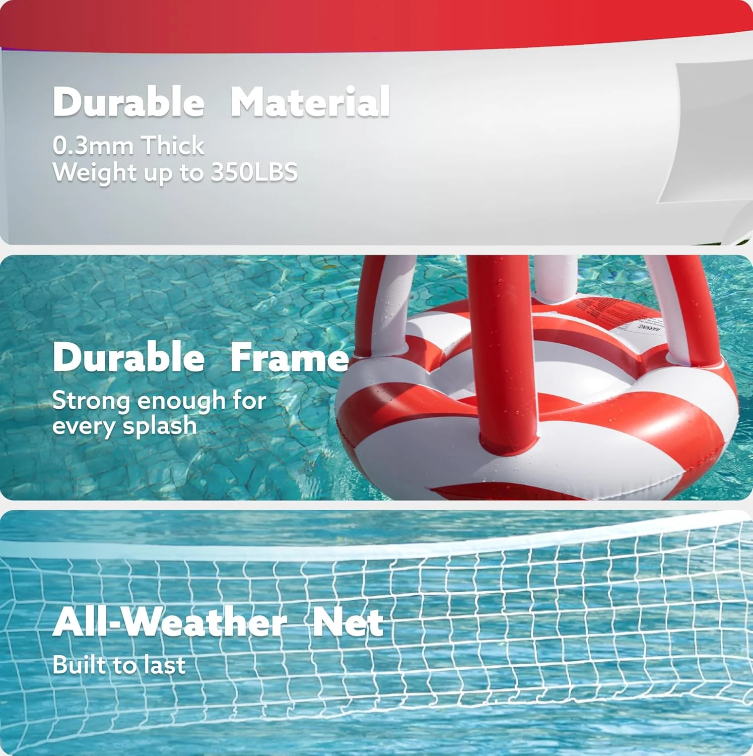 ست شناور بادی استخر شامل تور والیبال و حلقه بسکتبال با طرح پرچم آمریکا، اسباب بازی بازی استخر برای کودکان و بزرگسالان، شناور، زمین والیبال (266x71x96 سانتی متر) | بسکتبال (70x58 سانتی متر)، قرمز سفید ست شناور بادی استخر شامل تور والیبال و حلقه بسکتبال با طرح پرچم آمریکا، اسباب بازی بازی استخر برای کودکان و بزرگسالان، شناور، زمین والیبال (266x71x96 سانتی متر) | بسکتبال (70x58 سانتی متر)، قرمز سفید