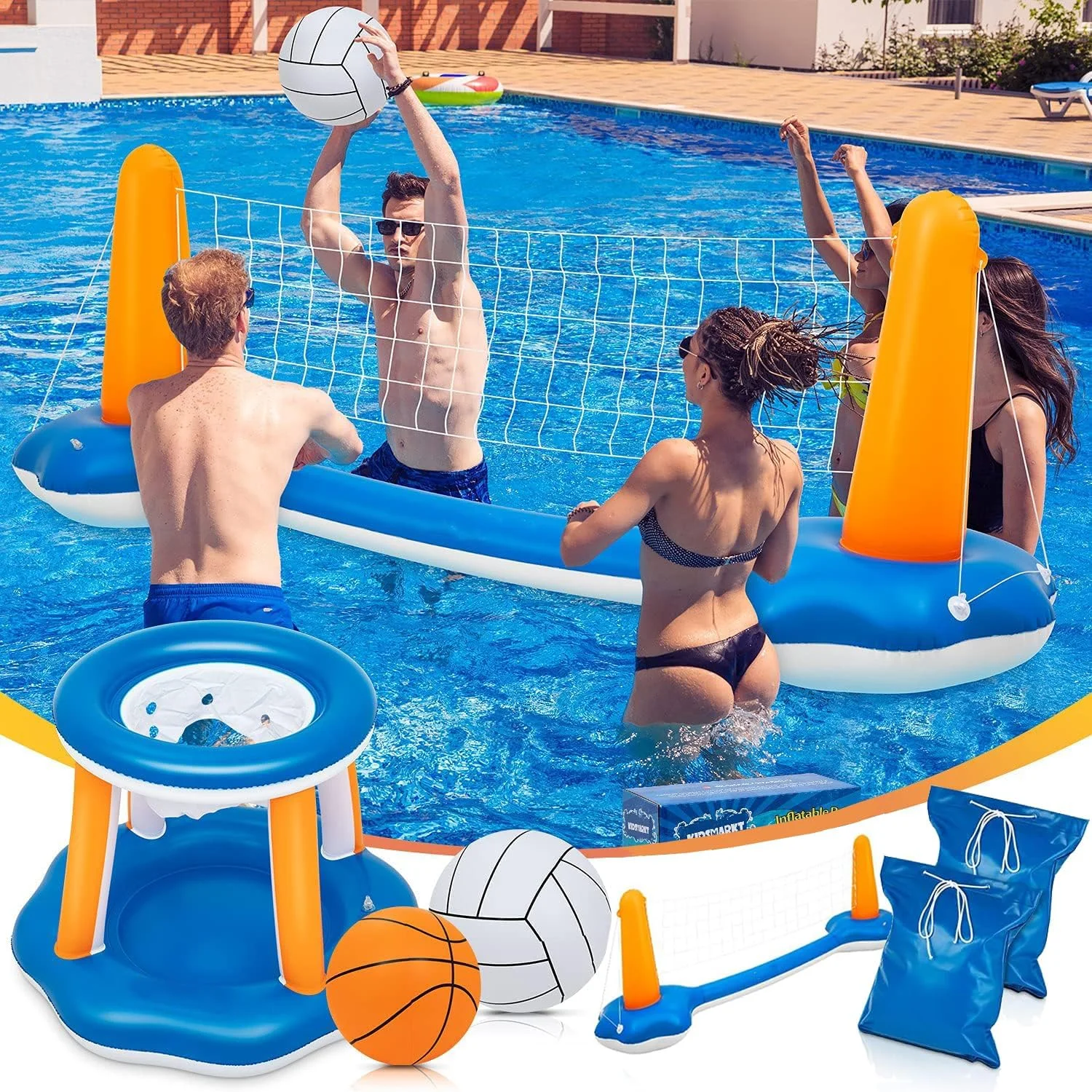ست تور والیبال بادی بازی های استخر SKADE، اسباب بازی های شناور مهمانی تابستانی برای بزرگسالان، نوجوانان و خانواده. زمین والیبال (300 X 95 سانتی متر) حلقه بسکتبال (90 X 90 X 60 سانتی متر) ست تور والیبال بادی بازی های استخر SKADE، اسباب بازی های شناور مهمانی تابستانی برای بزرگسالان، نوجوانان و خانواده. زمین والیبال (300 X 95 سانتی متر) حلقه بسکتبال (90 X 90 X 60 سانتی متر)
