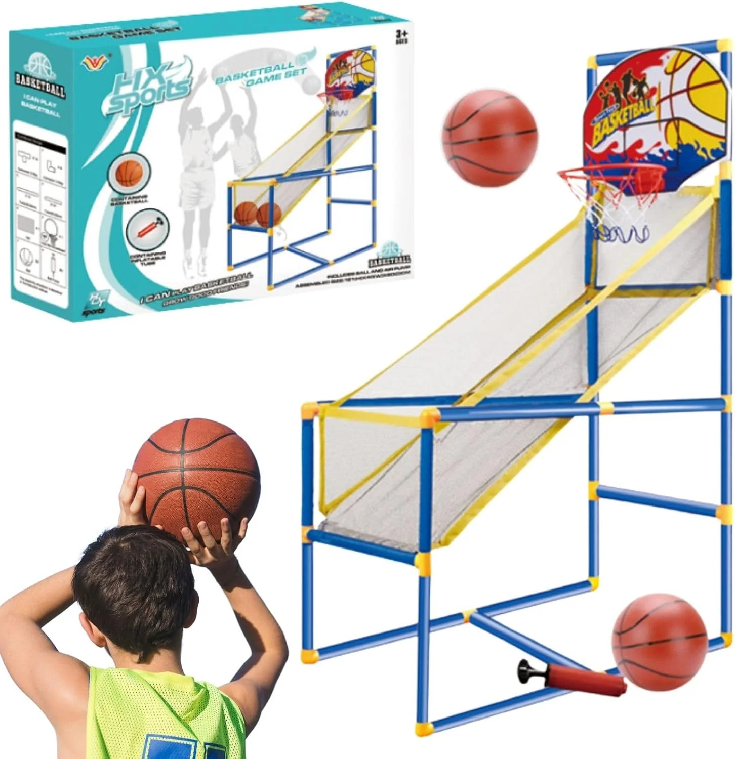 ست بازی بسکتبال هوشمند خانگی شامل 82 قطعه برای بازی و فعالیت بدنی کودکان نوپا، ایده آل برای مناسبت های خاص، هدیه برای بازی های ورزشی پسران و دختران برای سنین 2، 3، 4، 5، 6، 7، 8، 9 و 10 سال ست بازی بسکتبال هوشمند خانگی شامل 82 قطعه برای بازی و فعالیت بدنی کودکان نوپا، ایده آل برای مناسبت های خاص، هدیه برای بازی های ورزشی پسران و دختران برای سنین 2، 3، 4، 5، 6، 7، 8، 9 و 10 سال