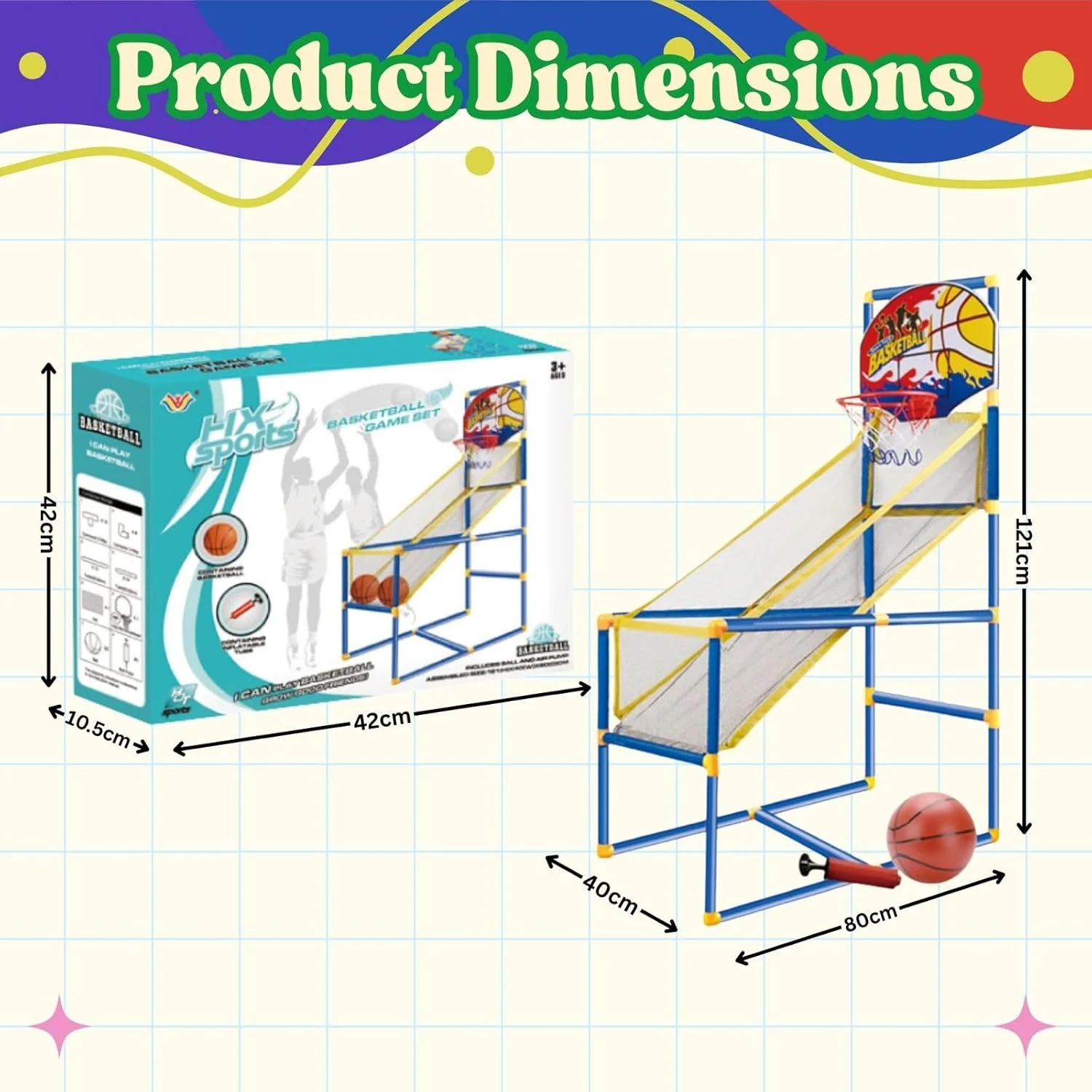 ست بازی بسکتبال هوشمند خانگی شامل 82 قطعه برای بازی و فعالیت بدنی کودکان نوپا، ایده آل برای مناسبت های خاص، هدیه برای بازی های ورزشی پسران و دختران برای سنین 2، 3، 4، 5، 6، 7، 8، 9 و 10 سال ست بازی بسکتبال هوشمند خانگی شامل 82 قطعه برای بازی و فعالیت بدنی کودکان نوپا، ایده آل برای مناسبت های خاص، هدیه برای بازی های ورزشی پسران و دختران برای سنین 2، 3، 4، 5، 6، 7، 8، 9 و 10 سال