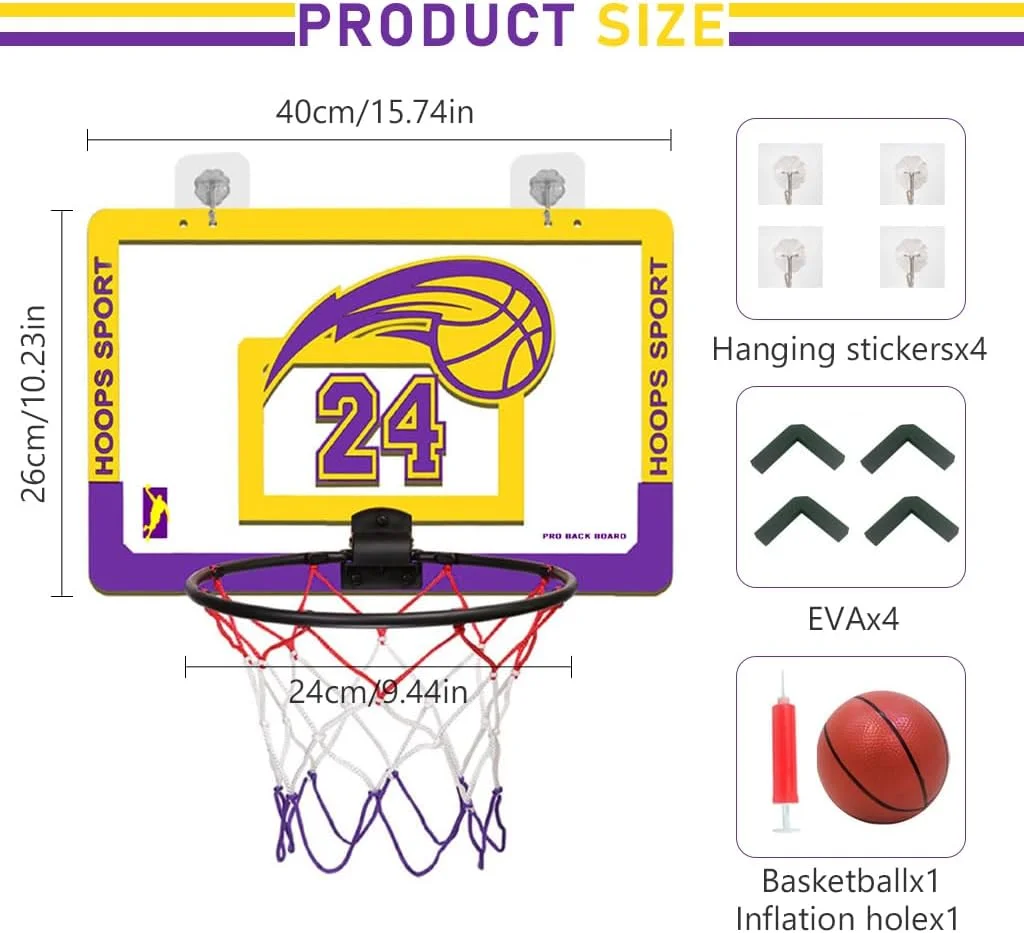 ست حلقه بسکتبال دیواری و اسباب بازی بسکتبال HANNEA® برای کودکان، آویز دیواری تاشو مناسب داخل خانه، قطر 24 سانتی متر، مناسب برای کودکان 4 تا 8 سال ست حلقه بسکتبال دیواری و اسباب بازی بسکتبال HANNEA® برای کودکان، آویز دیواری تاشو مناسب داخل خانه، قطر 24 سانتی متر، مناسب برای کودکان 4 تا 8 سال