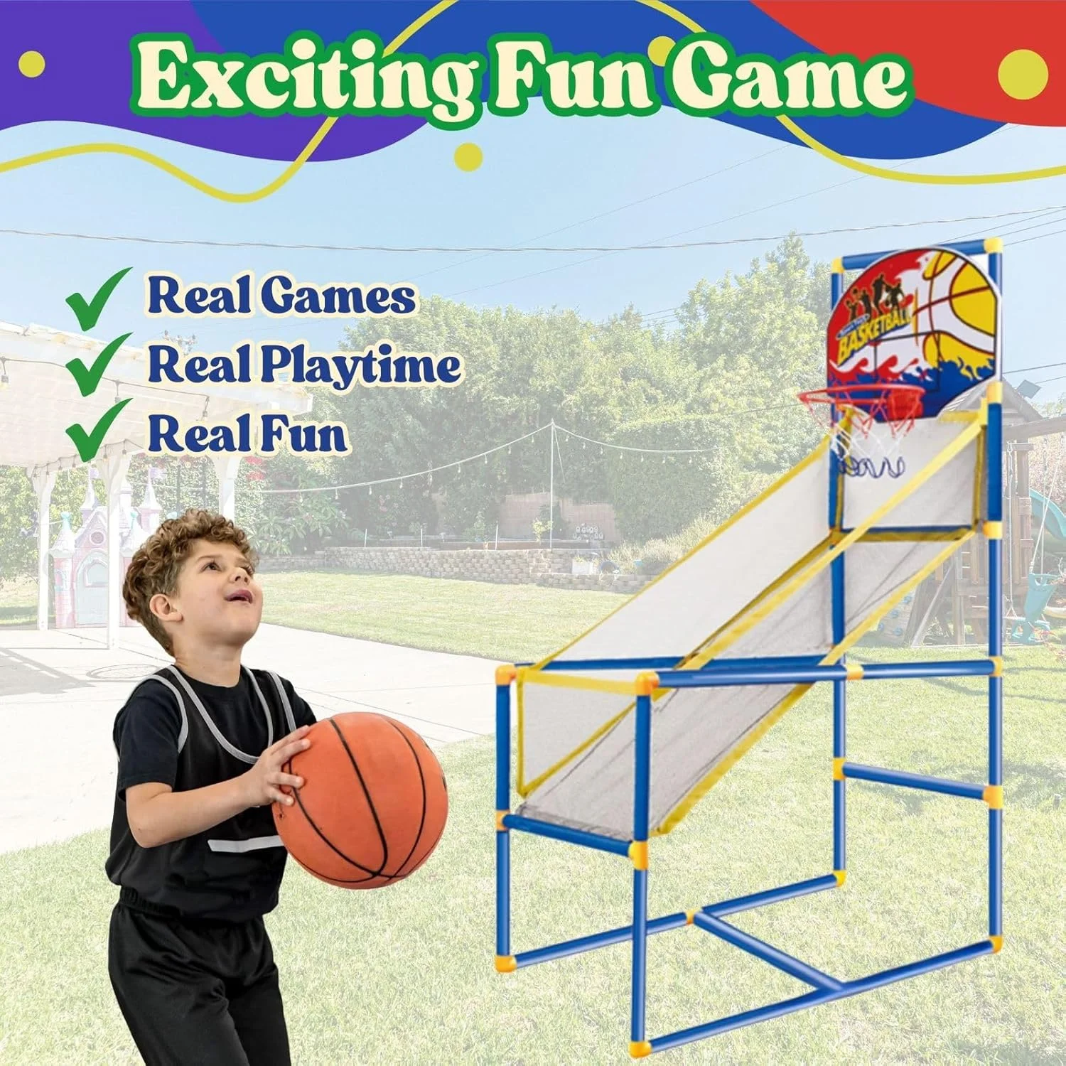 ست بازی بسکتبال هوشمند خانگی شامل 82 قطعه برای بازی و فعالیت بدنی کودکان نوپا، ایده آل برای مناسبت های خاص، هدیه برای بازی های ورزشی پسران و دختران برای سنین 2، 3، 4، 5، 6، 7، 8، 9 و 10 سال ست بازی بسکتبال هوشمند خانگی شامل 82 قطعه برای بازی و فعالیت بدنی کودکان نوپا، ایده آل برای مناسبت های خاص، هدیه برای بازی های ورزشی پسران و دختران برای سنین 2، 3، 4، 5، 6، 7، 8، 9 و 10 سال