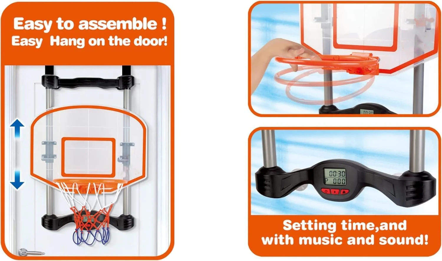 ست حلقه بسکتبال کودک گلد مانتیس - مینی تخته بسکتبال دیواری داخلی با توپ و تور برای کودکان نوپا، پسران و دختران | بازی پرتاب بسکتبال برای بازی در خانه و اتاق خواب ست حلقه بسکتبال کودک گلد مانتیس - مینی تخته بسکتبال دیواری داخلی با توپ و تور برای کودکان نوپا، پسران و دختران | بازی پرتاب بسکتبال برای بازی در خانه و اتاق خواب