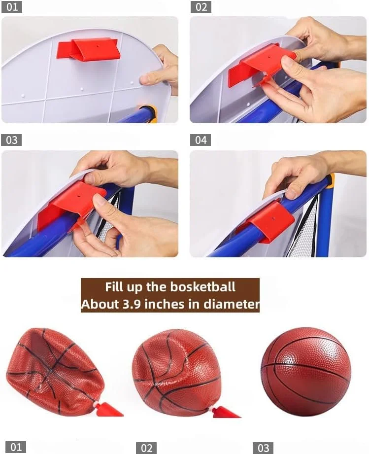 ست بازی بسکتبال آرکید کودکان به همراه 6 توپ، حلقه بسکتبال مناسب فضای داخلی/خارجی برای کودکان 2 تا 15 سال ست بازی بسکتبال آرکید کودکان به همراه 6 توپ، حلقه بسکتبال مناسب فضای داخلی/خارجی برای کودکان 2 تا 15 سال