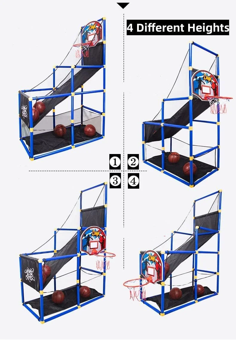 ست بازی بسکتبال آرکید کودکان به همراه 6 توپ، حلقه بسکتبال مناسب فضای داخلی/خارجی برای کودکان 2 تا 15 سال ست بازی بسکتبال آرکید کودکان به همراه 6 توپ، حلقه بسکتبال مناسب فضای داخلی/خارجی برای کودکان 2 تا 15 سال