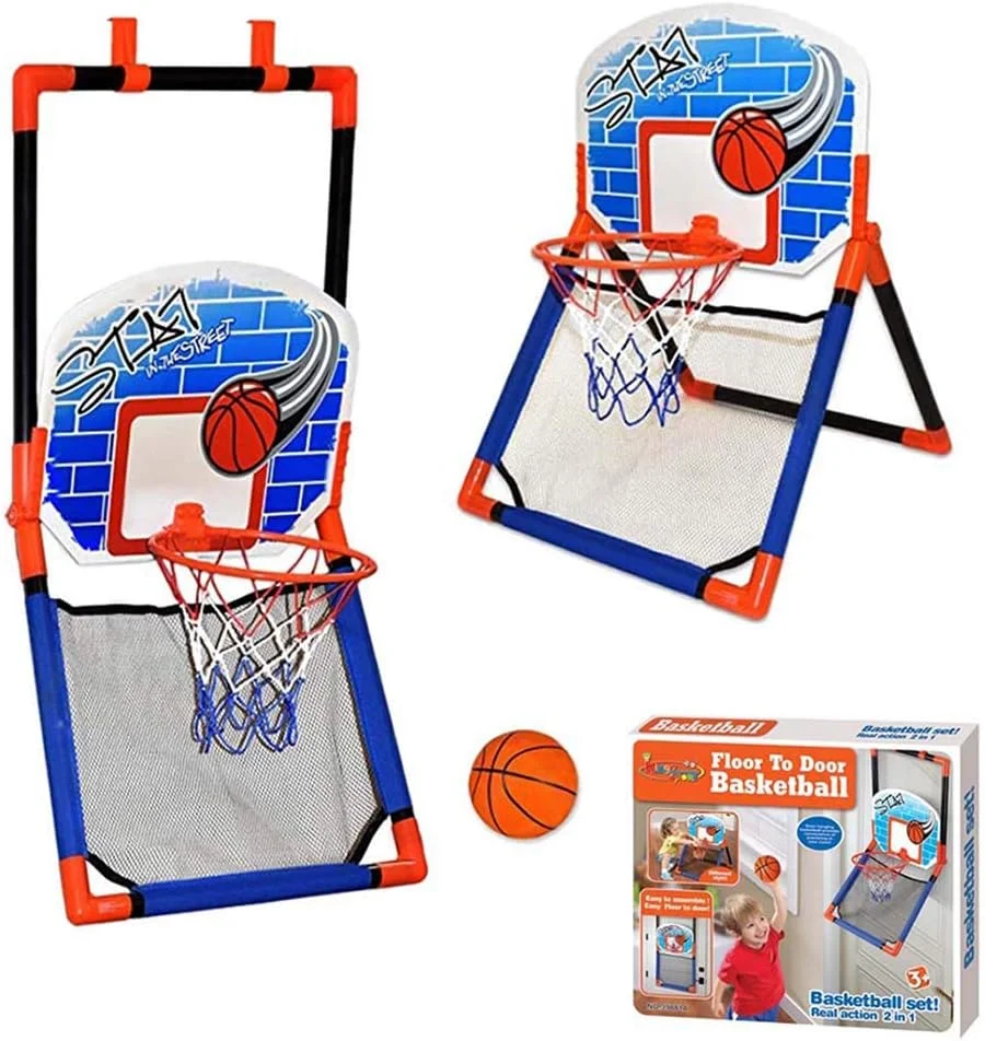 حلقه بسکتبال زمینی FXQIN، پایه بسکتبال داخلی با تور و پمپ برای حیاط خلوت، ست بازی دروازه بسکتبال برای کودکان نوپا، پسران و دختران، توپ شامل می شود حلقه بسکتبال زمینی FXQIN، پایه بسکتبال داخلی با تور و پمپ برای حیاط خلوت، ست بازی دروازه بسکتبال برای کودکان نوپا، پسران و دختران، توپ شامل می شود