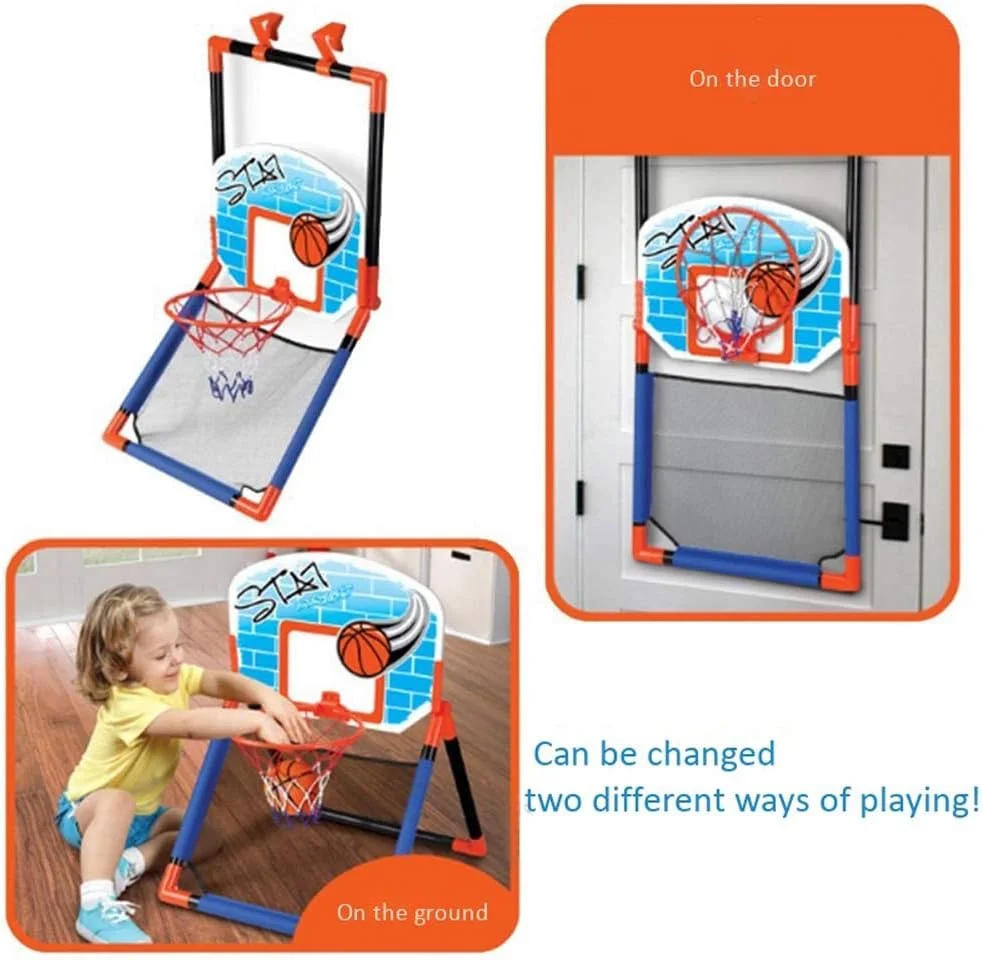 حلقه بسکتبال زمینی FXQIN، پایه بسکتبال داخلی با تور و پمپ برای حیاط خلوت، ست بازی دروازه بسکتبال برای کودکان نوپا، پسران و دختران، توپ شامل می شود حلقه بسکتبال زمینی FXQIN، پایه بسکتبال داخلی با تور و پمپ برای حیاط خلوت، ست بازی دروازه بسکتبال برای کودکان نوپا، پسران و دختران، توپ شامل می شود