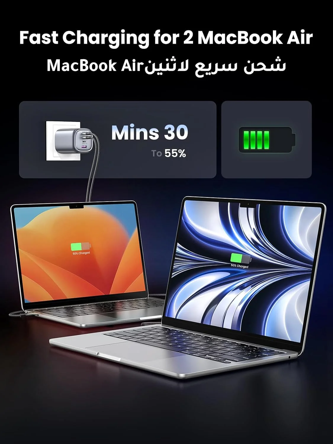 شارژر ۱۰۰ واتی USB-C یوگرین Nexode، آداپتور شارژ سریع دیواری ۴ پورت Type C GaN سازگار با MacBook Air، HP/Dell/Lenovo، iPhone 17/16 Pro Max، Galaxy S25 Ultra