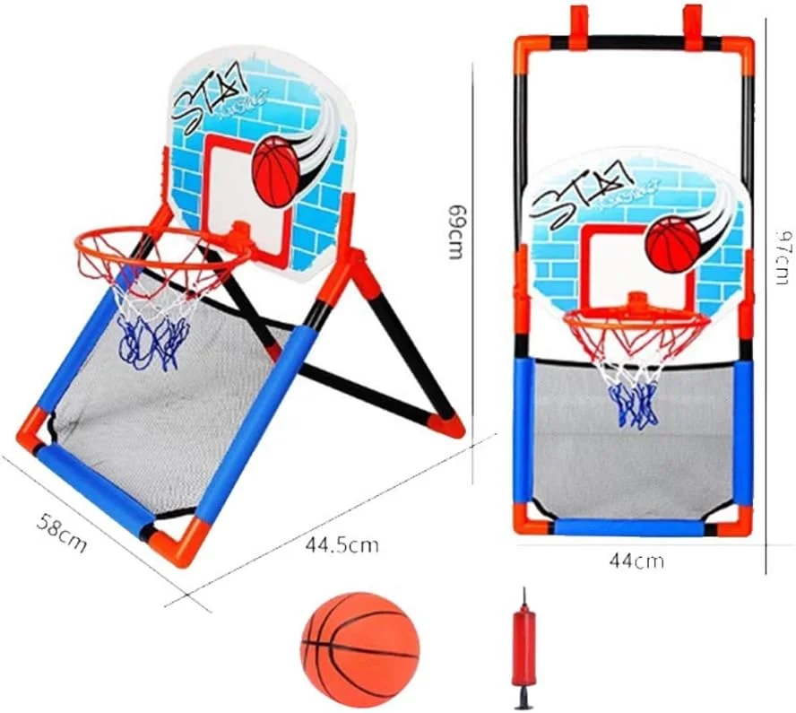 حلقه بسکتبال زمینی FXQIN، پایه بسکتبال داخلی با تور و پمپ برای حیاط خلوت، ست بازی دروازه بسکتبال برای کودکان نوپا، پسران و دختران، توپ شامل می شود حلقه بسکتبال زمینی FXQIN، پایه بسکتبال داخلی با تور و پمپ برای حیاط خلوت، ست بازی دروازه بسکتبال برای کودکان نوپا، پسران و دختران، توپ شامل می شود