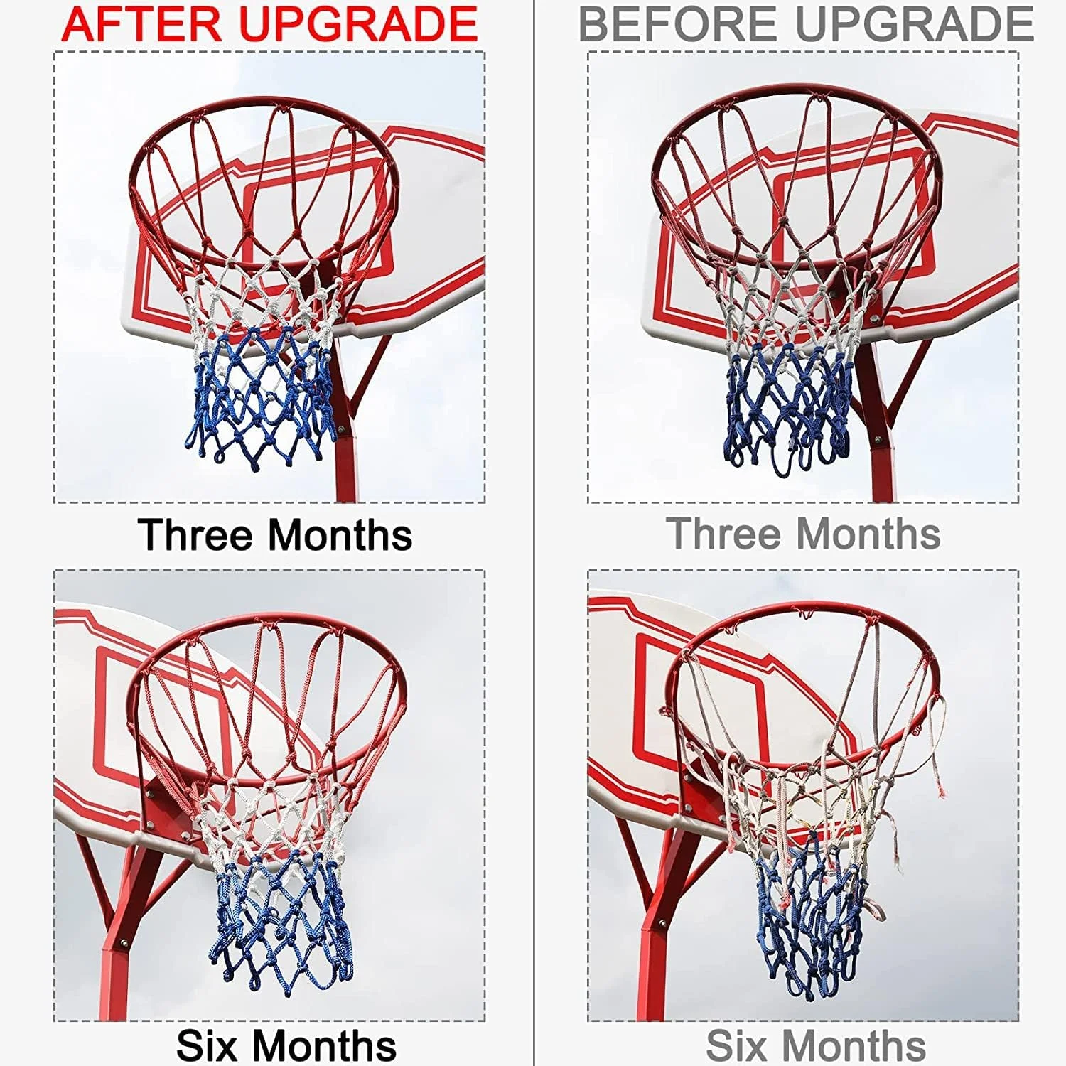 تور بسکتبال ممتاز DIKXO - 12 حلقه برای تناسب ایمن - مجموعه 2 عددی برای دو برابر کردن سرگرمی - بادوام و مقاوم در برابر آب و هوا تور بسکتبال ممتاز DIKXO - 12 حلقه برای تناسب ایمن - مجموعه 2 عددی برای دو برابر کردن سرگرمی - بادوام و مقاوم در برابر آب و هوا