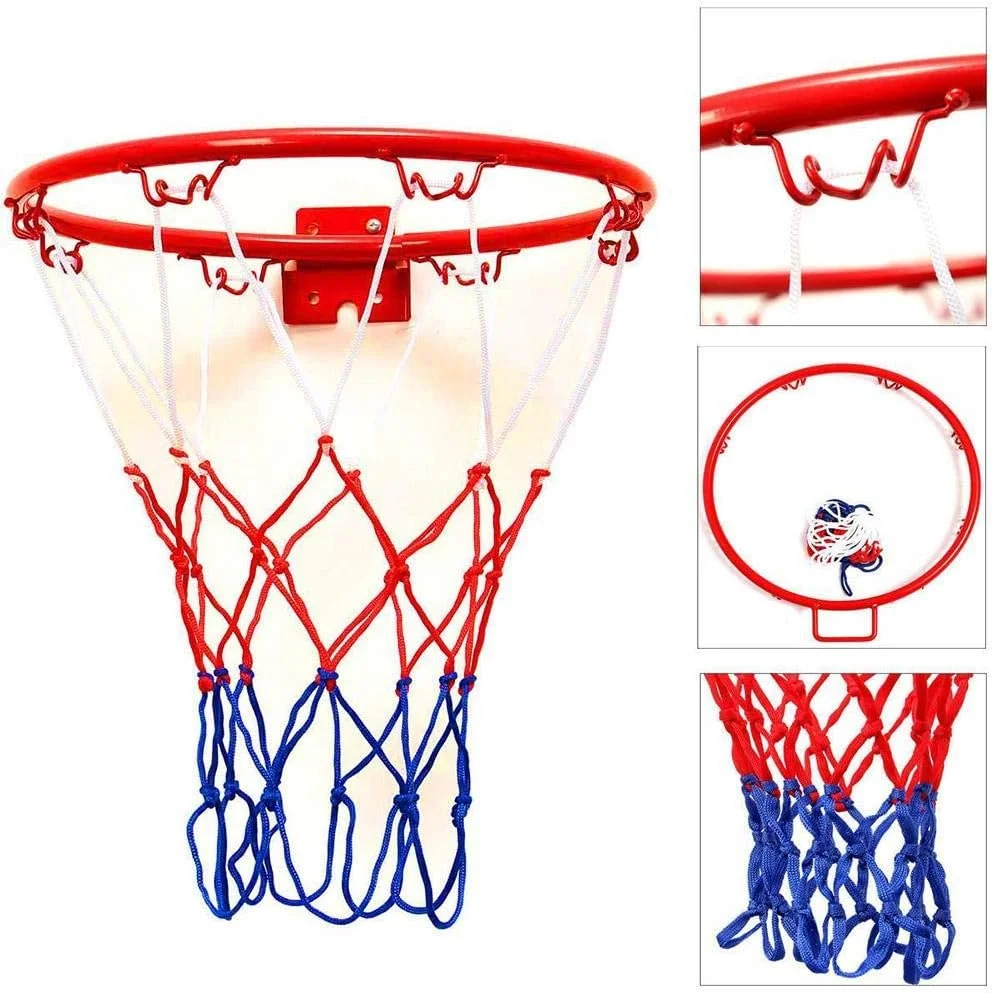 حلقه بسکتبال به قطر 32 سانتی متر با تور بسکتبال 38 سانتی متری و مجموعه حلقه و تور بسکتبال 4 پیچی مناسب فضای داخلی و خارجی