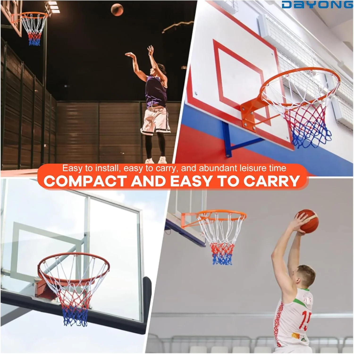 حلقه بسکتبال DAYONG، حلقه گل بسکتبال، حلقه های بسکتبال دیواری با تور، حلقه آویز برای داخل و خارج از منزل، 35/45 سانتی متر. حلقه بسکتبال DAYONG، حلقه گل بسکتبال، حلقه های بسکتبال دیواری با تور، حلقه آویز برای داخل و خارج از منزل، 35/45 سانتی متر.