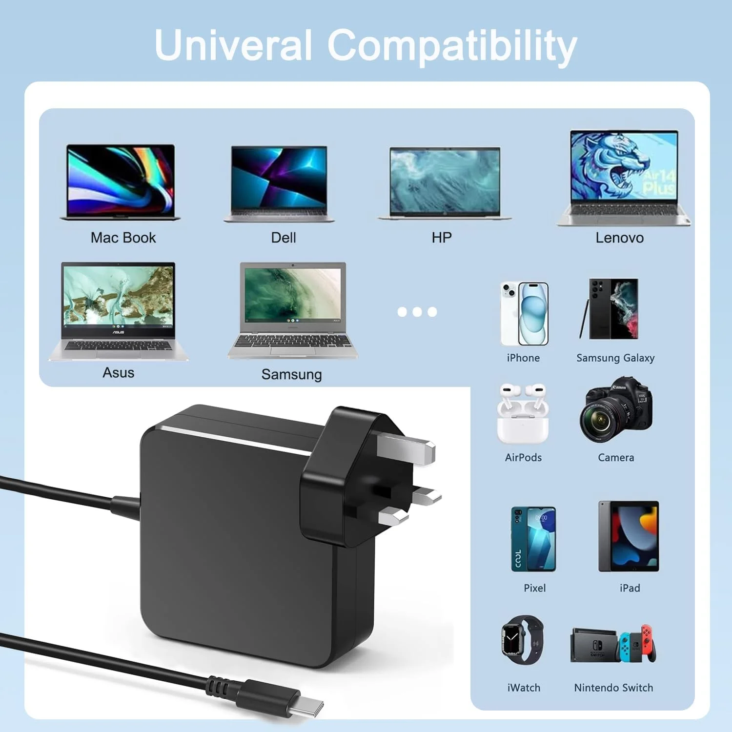 آداپتور برق 65 واتی USB C، شارژر دیواری سریع NATNO Type C برای Lenovo Yoga ThinkPad، HP Spectre Elitebook، Dell Latitude، Huawei، MacBook Pro/Air، Acer Chromebook، Samsung Type C آداپتور برق 65 واتی USB C، شارژر دیواری سریع NATNO Type C برای Lenovo Yoga ThinkPad، HP Spectre Elitebook، Dell Latitude، Huawei، MacBook Pro/Air، Acer Chromebook، Samsung Type C