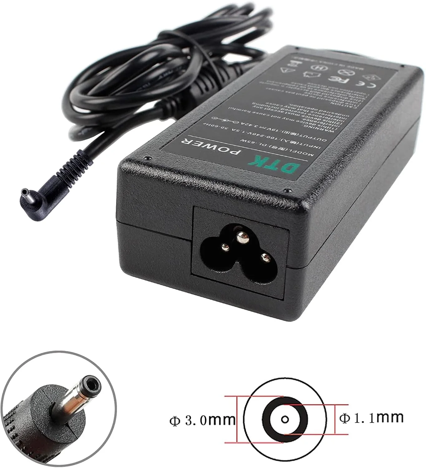 شارژر و آداپتور لپ تاپ DTK 19V 3.42A 65W برای شارژر ایسر، نت بوک، کامپیوتر، آداپتور AC لپ تاپ، کانکتور شارژر 【3.0 x 1.1mm】 شارژر و آداپتور لپ تاپ DTK 19V 3.42A 65W برای شارژر ایسر، نت بوک، کامپیوتر، آداپتور AC لپ تاپ، کانکتور شارژر 【3.0 x 1.1mm】