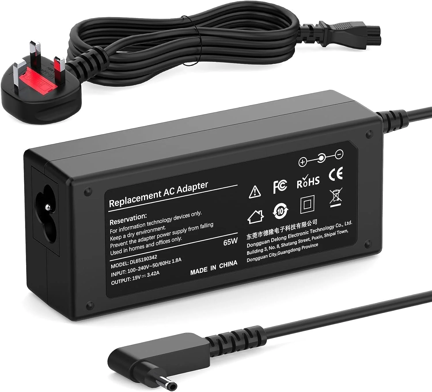 شارژر لپ تاپ 65 واتی جایگزین برای Acer Swift 1/3/5 SF114-34 SF114-32 SF114-33 SF315-41 SF315-52 Chromebook -431/CB3-111/CB5-571 آداپتور برق متناوب (کانکتور 3.0mm x 1.1mm)