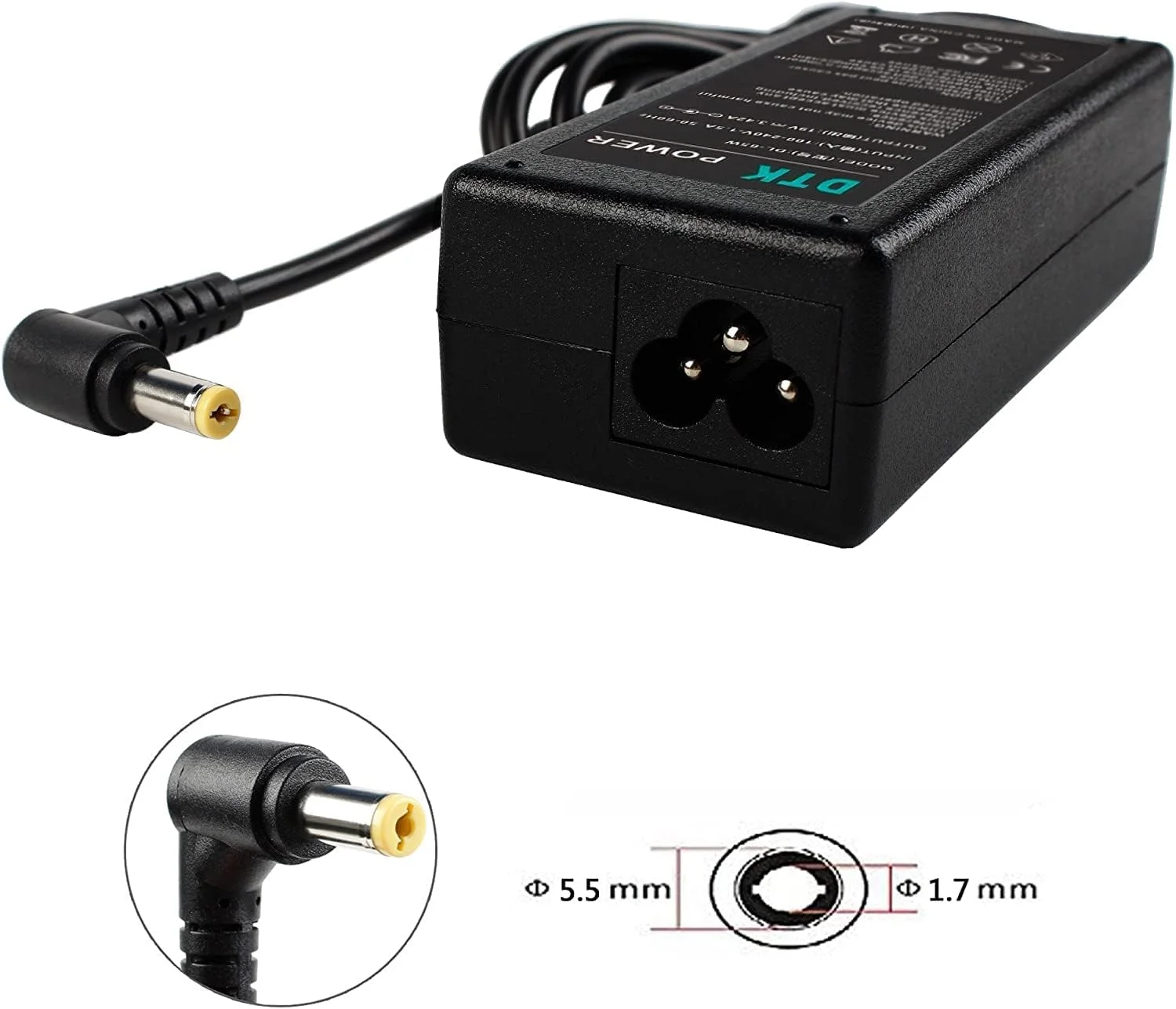 شارژر لپ تاپ 65 واتی DTK 19V 3.42A برای کامپیوتر نوت بوک Acer، سیم برق، آداپتور AC سری Aspire Extensa TravelMate TimelineX، کانکتور: 5.5 x 1.7mm شارژر لپ تاپ 65 واتی DTK 19V 3.42A برای کامپیوتر نوت بوک Acer، سیم برق، آداپتور AC سری Aspire Extensa TravelMate TimelineX، کانکتور: 5.5 x 1.7mm