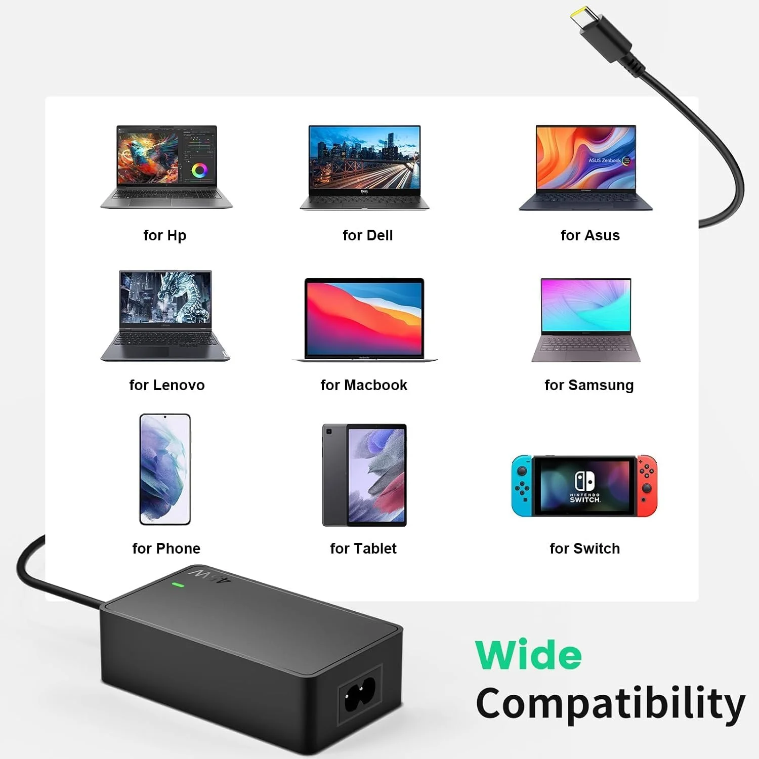 شارژر لپ تاپ 45 واتی USB C آیبرلز برای لنوو ThinkPad Yoga، اچ پی Chromebook، ایسر Chromebook، دل، ایسوس، سامسونگ، گوگل و سایر لپ تاپ های USB Type-C، آداپتور برق 20 ولت 2.25 آمپر شارژر لپ تاپ 45 واتی USB C آیبرلز برای لنوو ThinkPad Yoga، اچ پی Chromebook، ایسر Chromebook، دل، ایسوس، سامسونگ، گوگل و سایر لپ تاپ های USB Type-C، آداپتور برق 20 ولت 2.25 آمپر