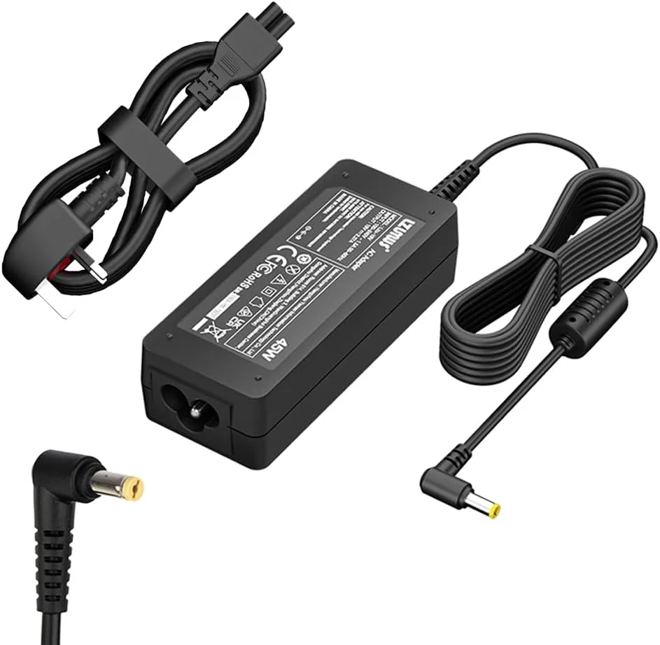 شارژر 45 واتی LZUMWS برای ایسر، 19 ولت 2.37 آمپر 5.5x1.7 میلی‌متر، آداپتور لپ‌تاپ Aspire E5-411 P255 v15 s3 5750 1400 V3-112P برای سری Aspire 3/5 به همراه کابل شارژ